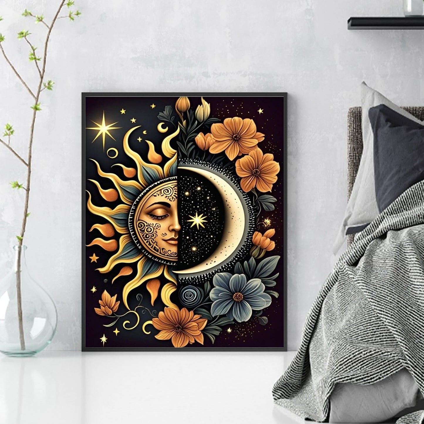 Sun And Moon - Full 11CT Stamped Cross Stitch 40x50CM - Huacan