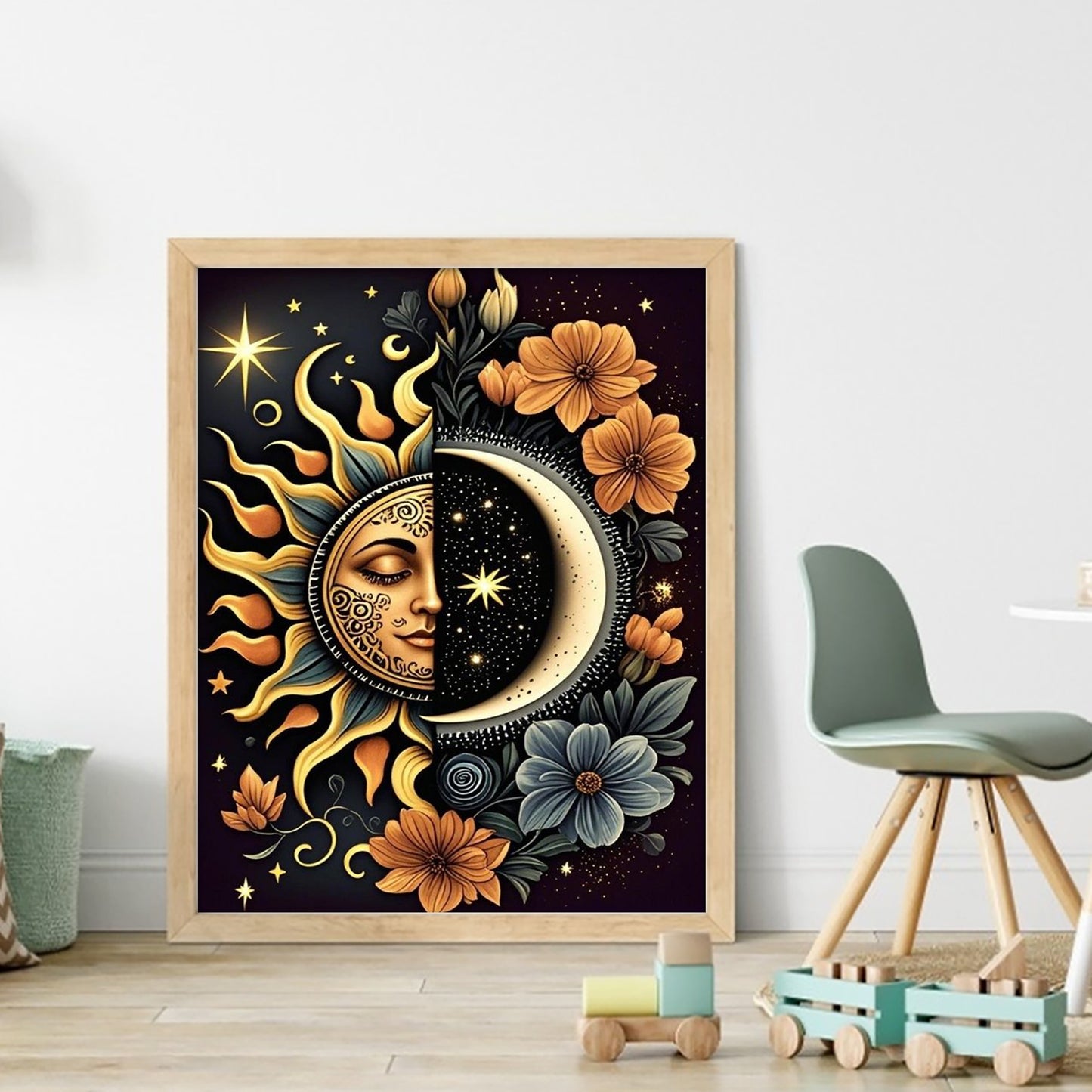 Sun And Moon - Full 11CT Stamped Cross Stitch 40x50CM - Huacan