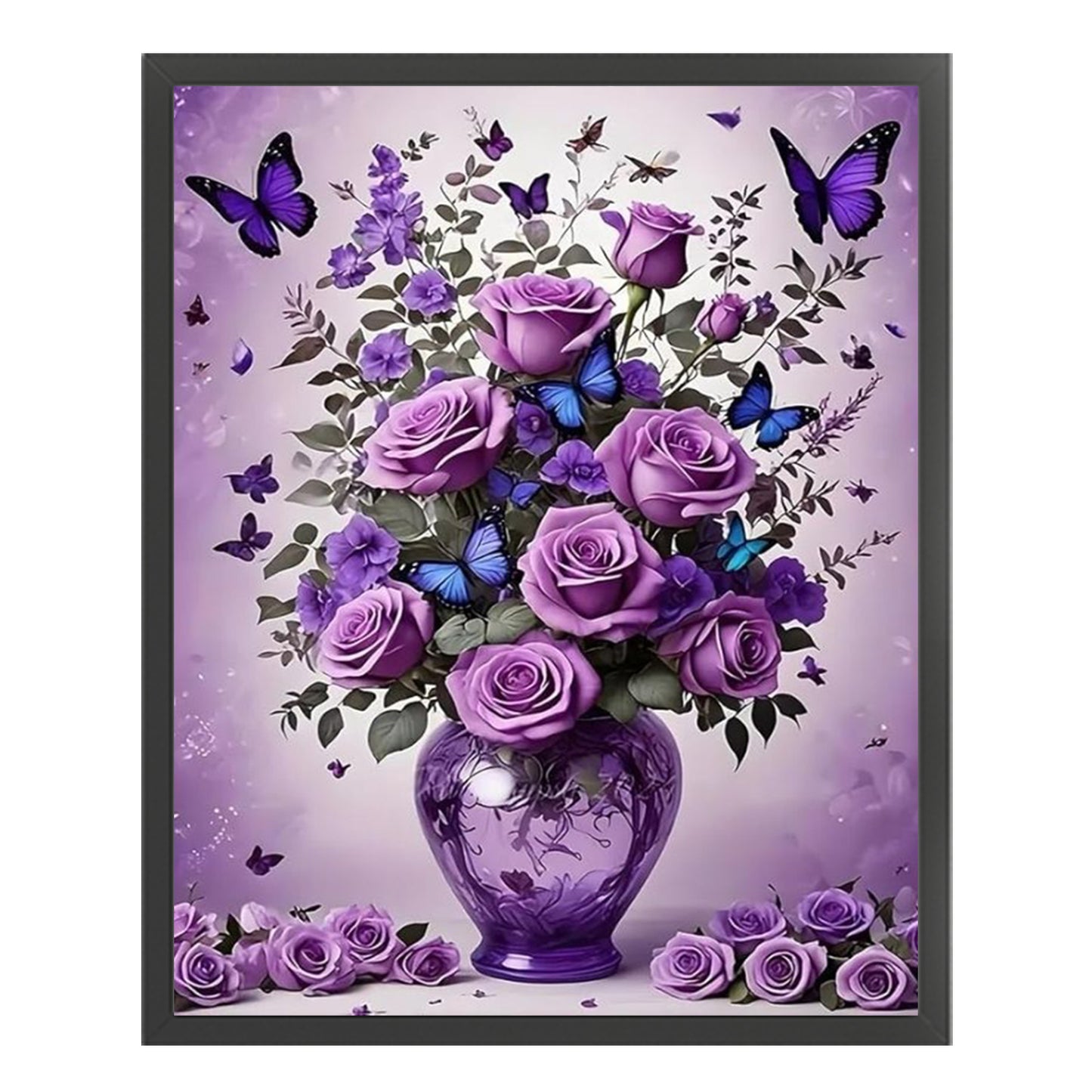 Purple Rose Vase - Full 11CT Stamped Cross Stitch 40x50CM - Huacan