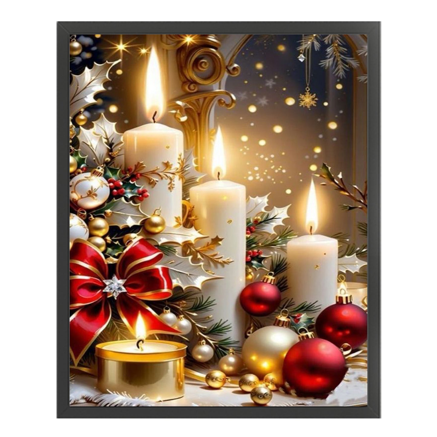Christmas Candle - Full 11CT Stamped Cross Stitch 40x50CM - Huacan