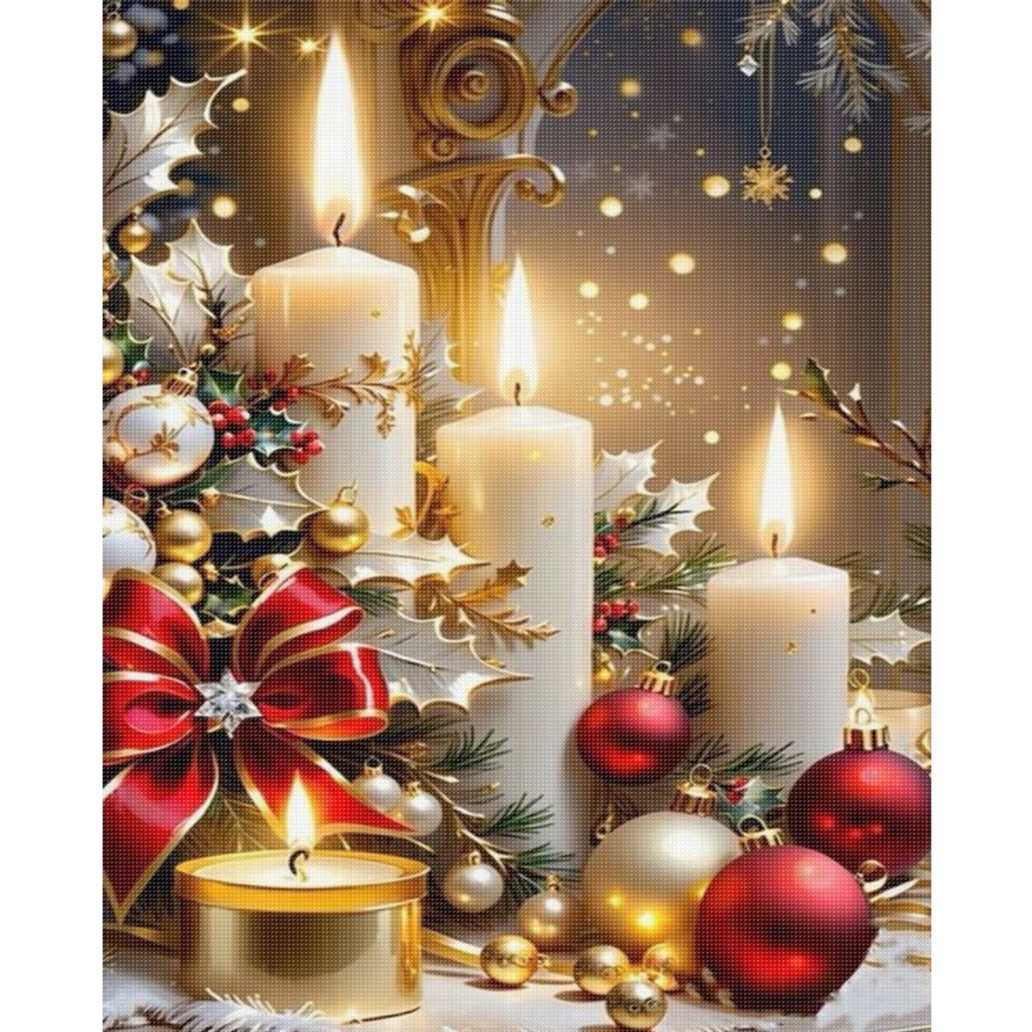 Christmas Candle - Full 11CT Stamped Cross Stitch 40x50CM - Huacan