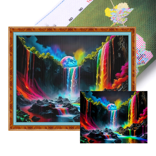 Colorful Waterfall - Full 11CT Stamped Cross Stitch 40x50CM - Huacan