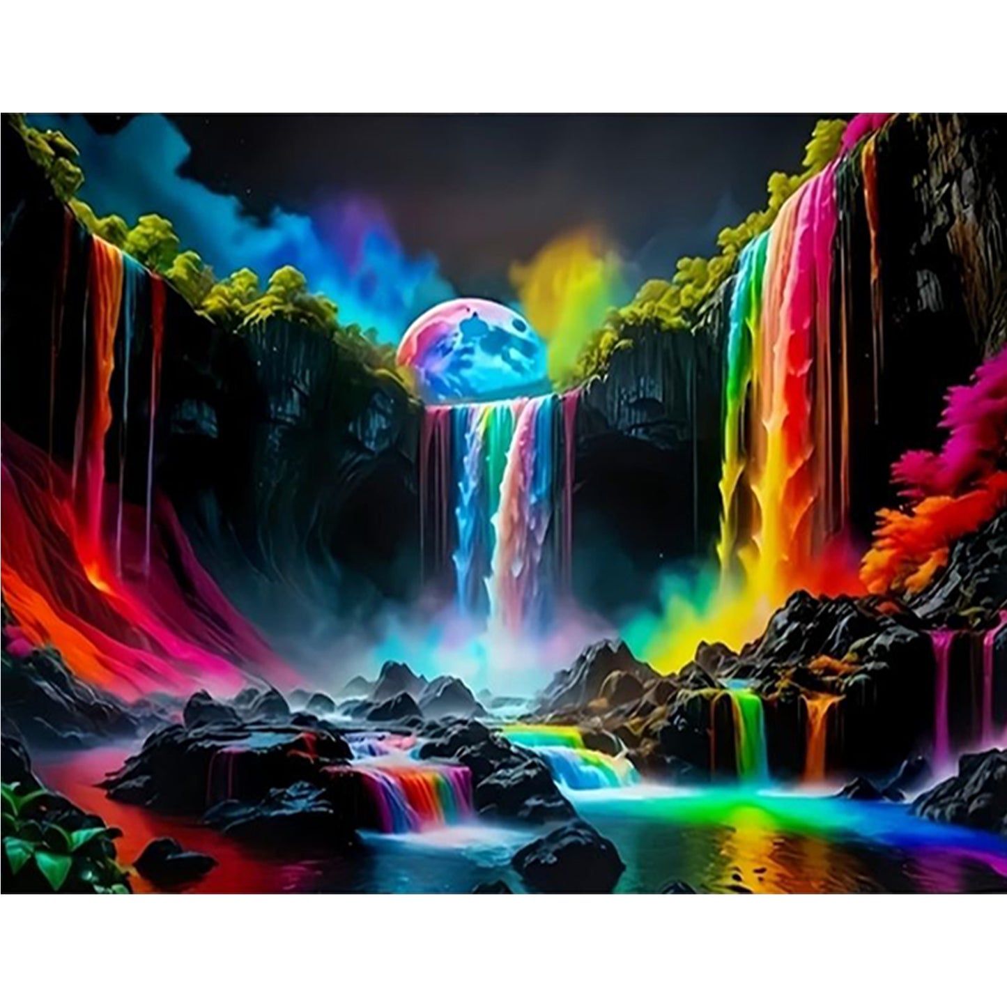 Colorful Waterfall - Full 11CT Stamped Cross Stitch 40x50CM - Huacan