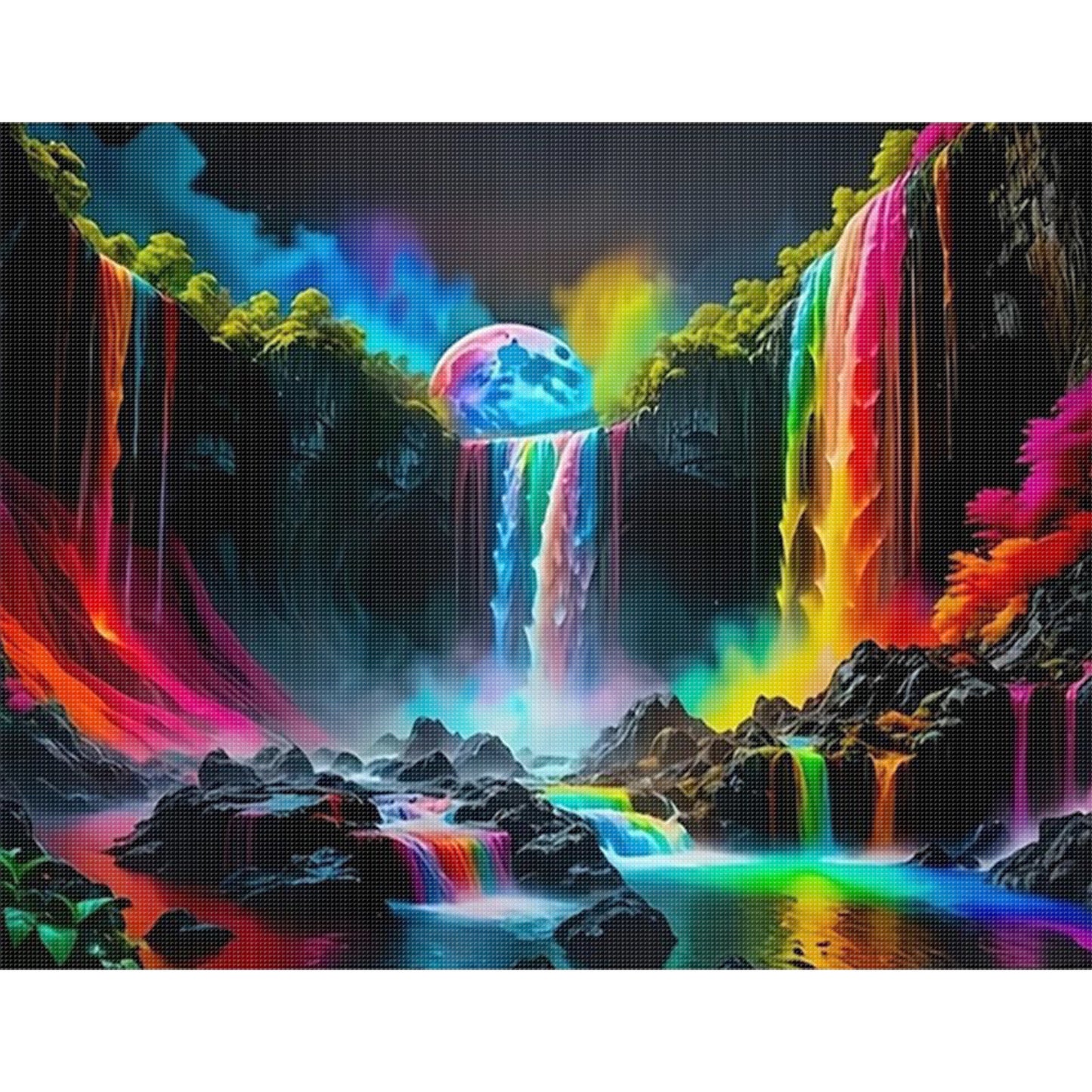Colorful Waterfall - Full 11CT Stamped Cross Stitch 40x50CM - Huacan