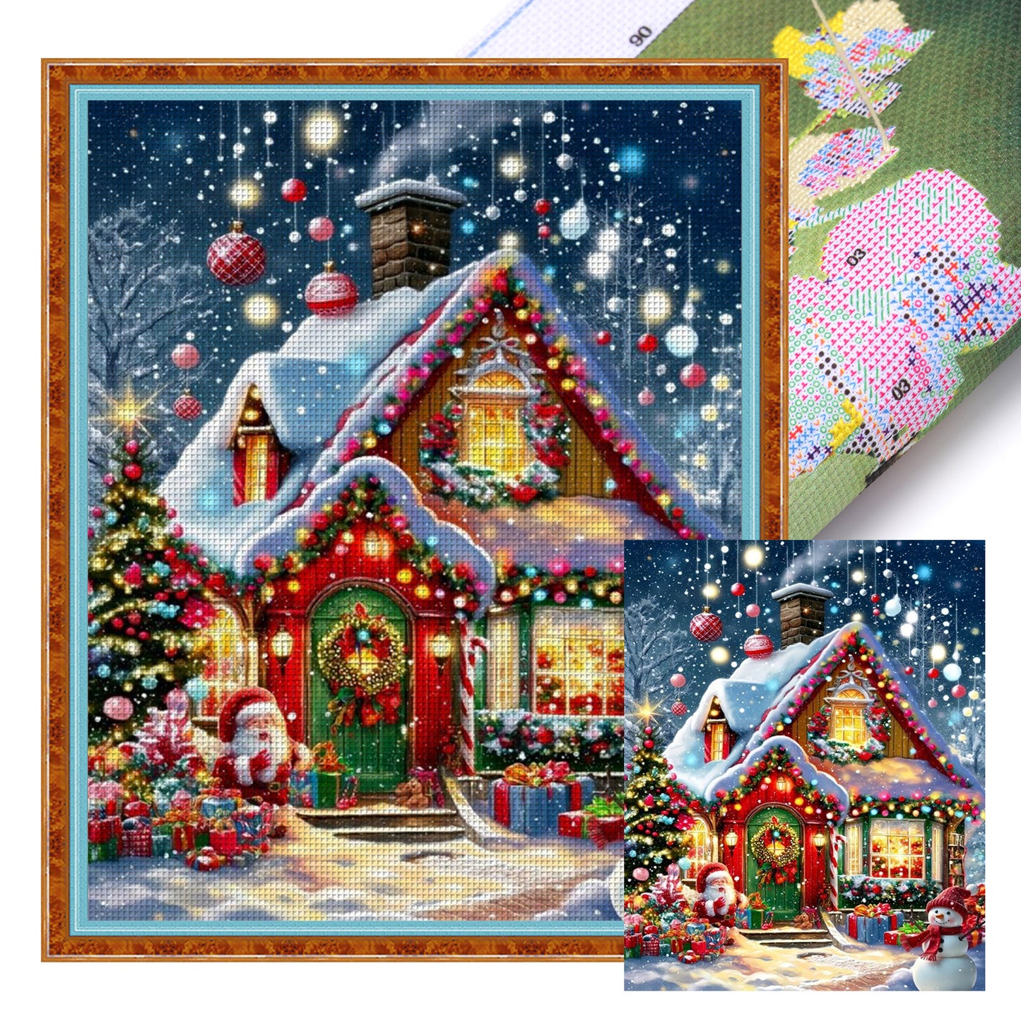 Christmas Hut - Full 11CT Stamped Cross Stitch 40x50CM - Huacan