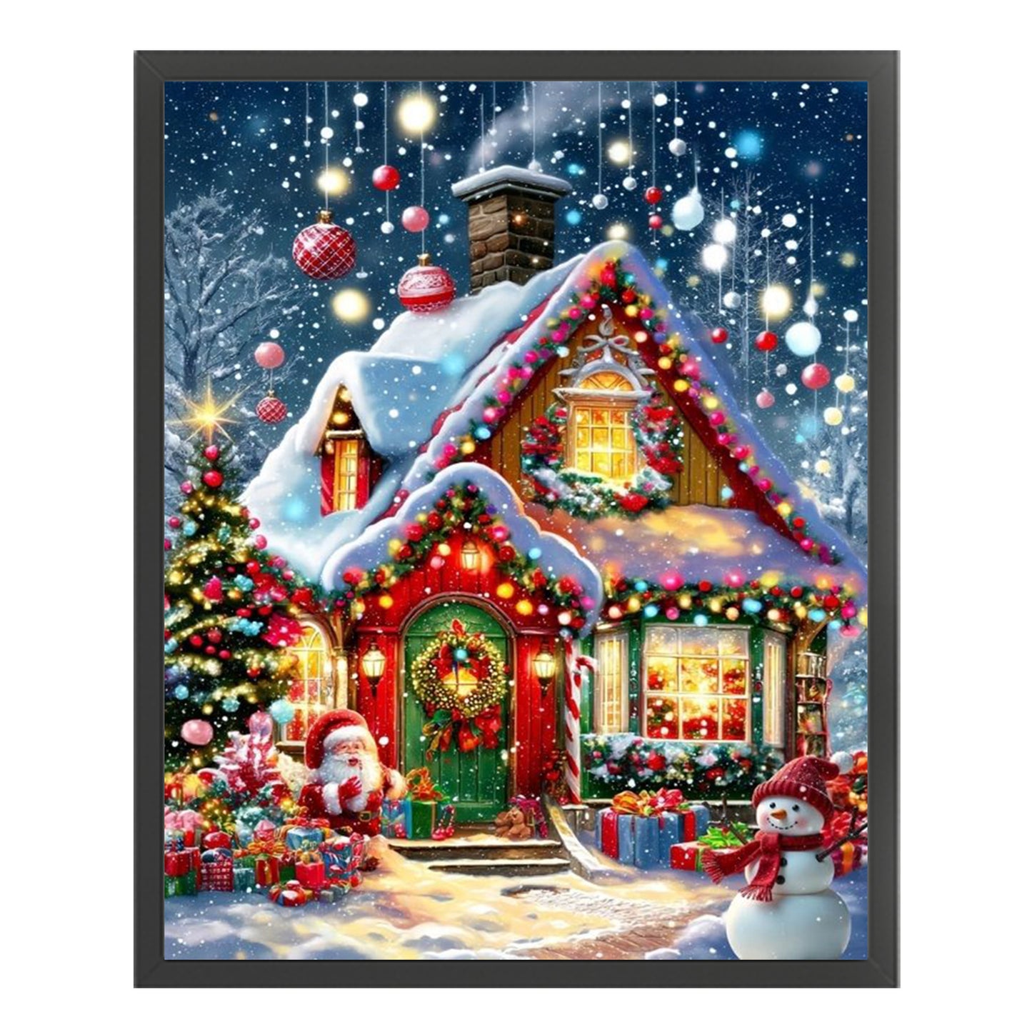 Christmas Hut - Full 11CT Stamped Cross Stitch 40x50CM - Huacan