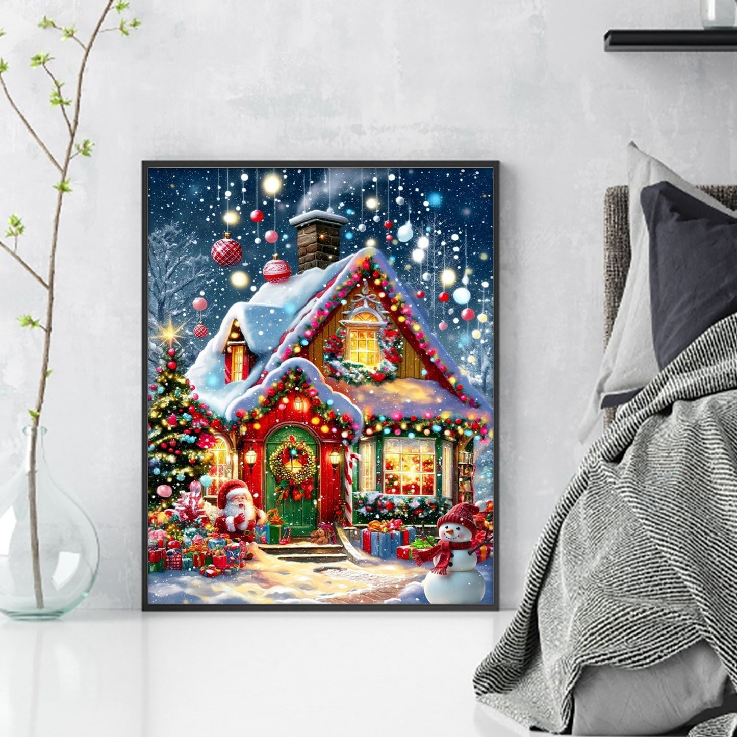 Christmas Hut - Full 11CT Stamped Cross Stitch 40x50CM - Huacan