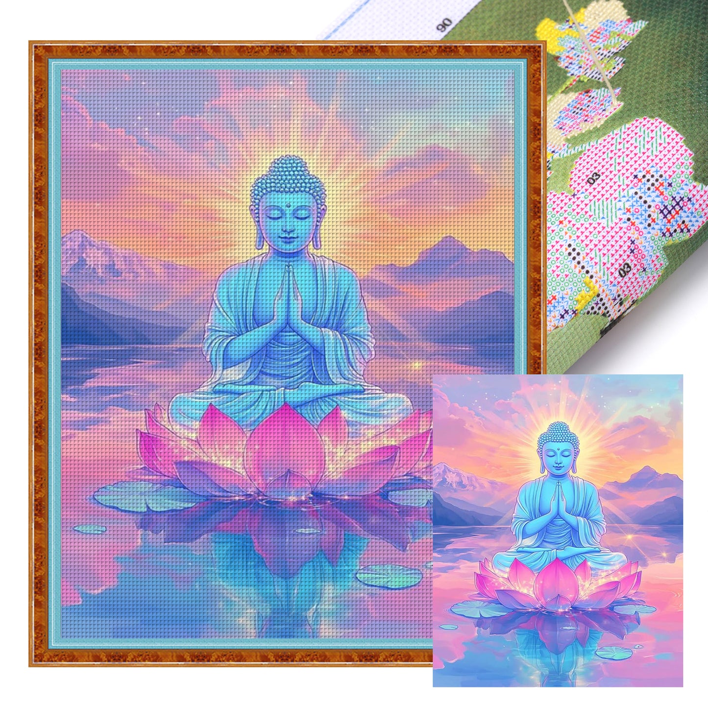 Buddha Statue - Full 11CT Stamped Cross Stitch 40x50CM - Huacan