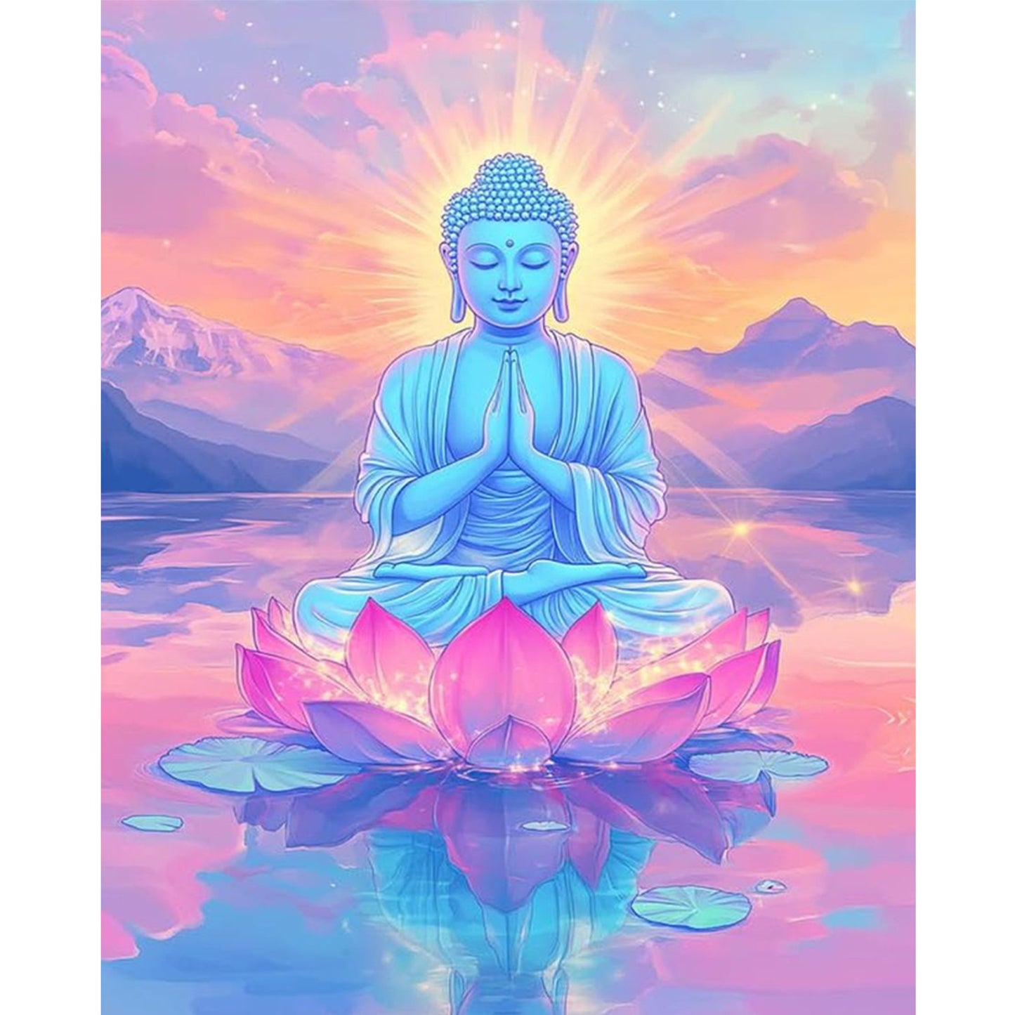 Buddha Statue - Full 11CT Stamped Cross Stitch 40x50CM - Huacan