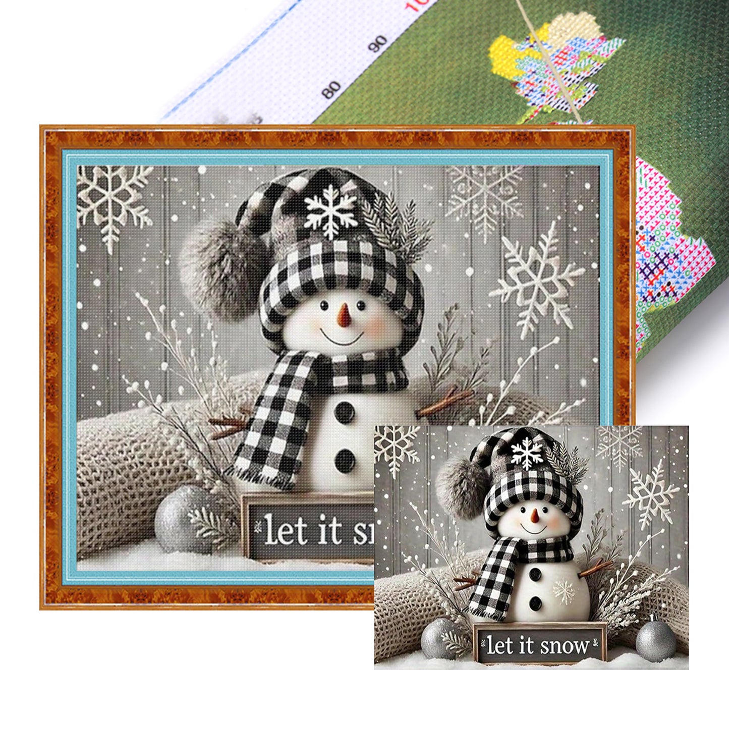 Snowman - Full 11CT Stamped Cross Stitch 50x40CM - Huacan