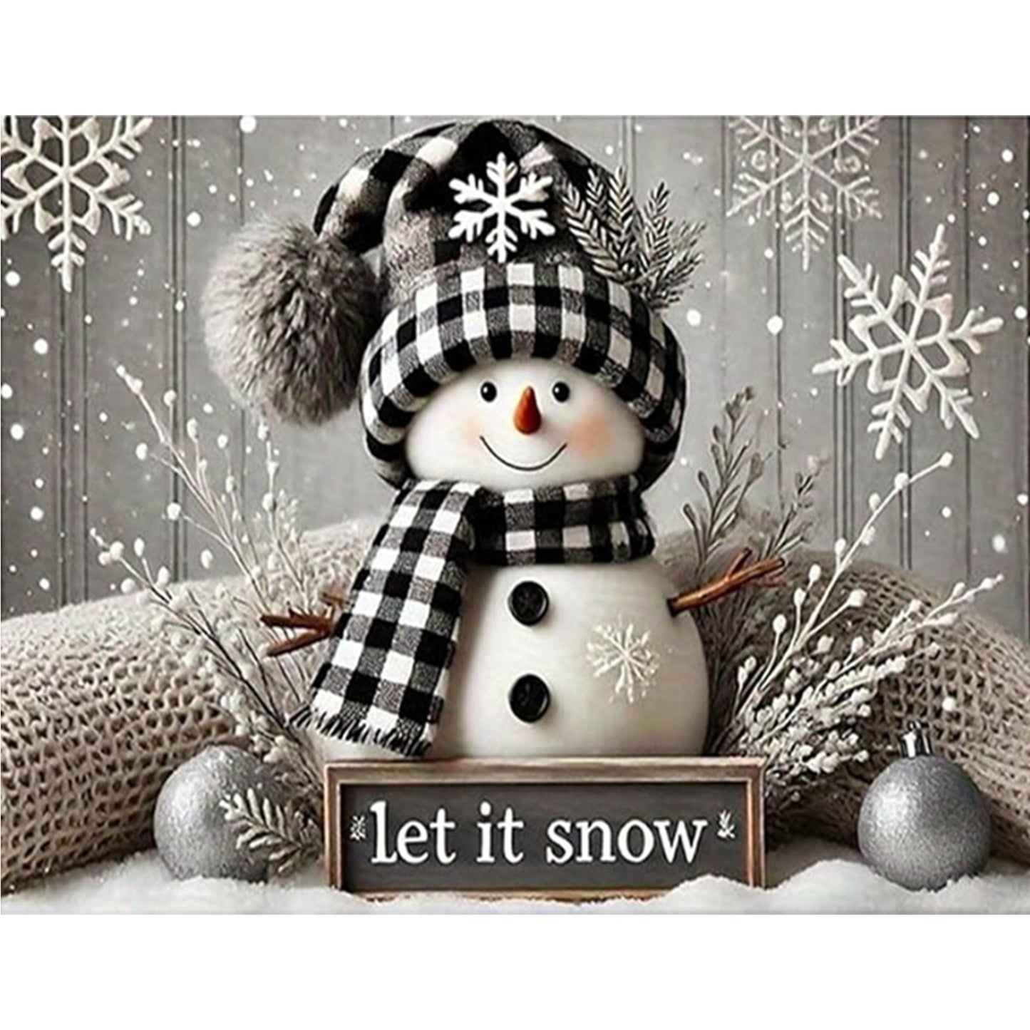 Snowman - Full 11CT Stamped Cross Stitch 50x40CM - Huacan