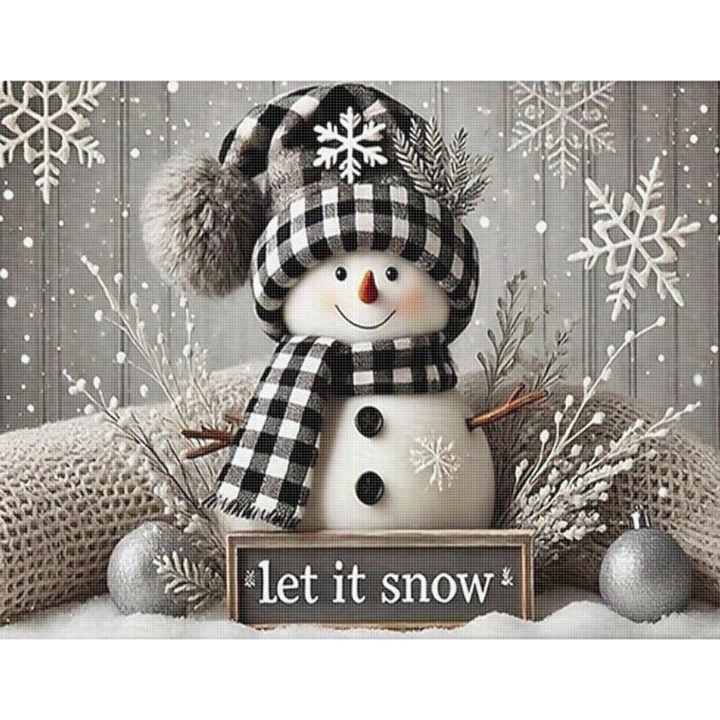 Snowman - Full 11CT Stamped Cross Stitch 50x40CM - Huacan