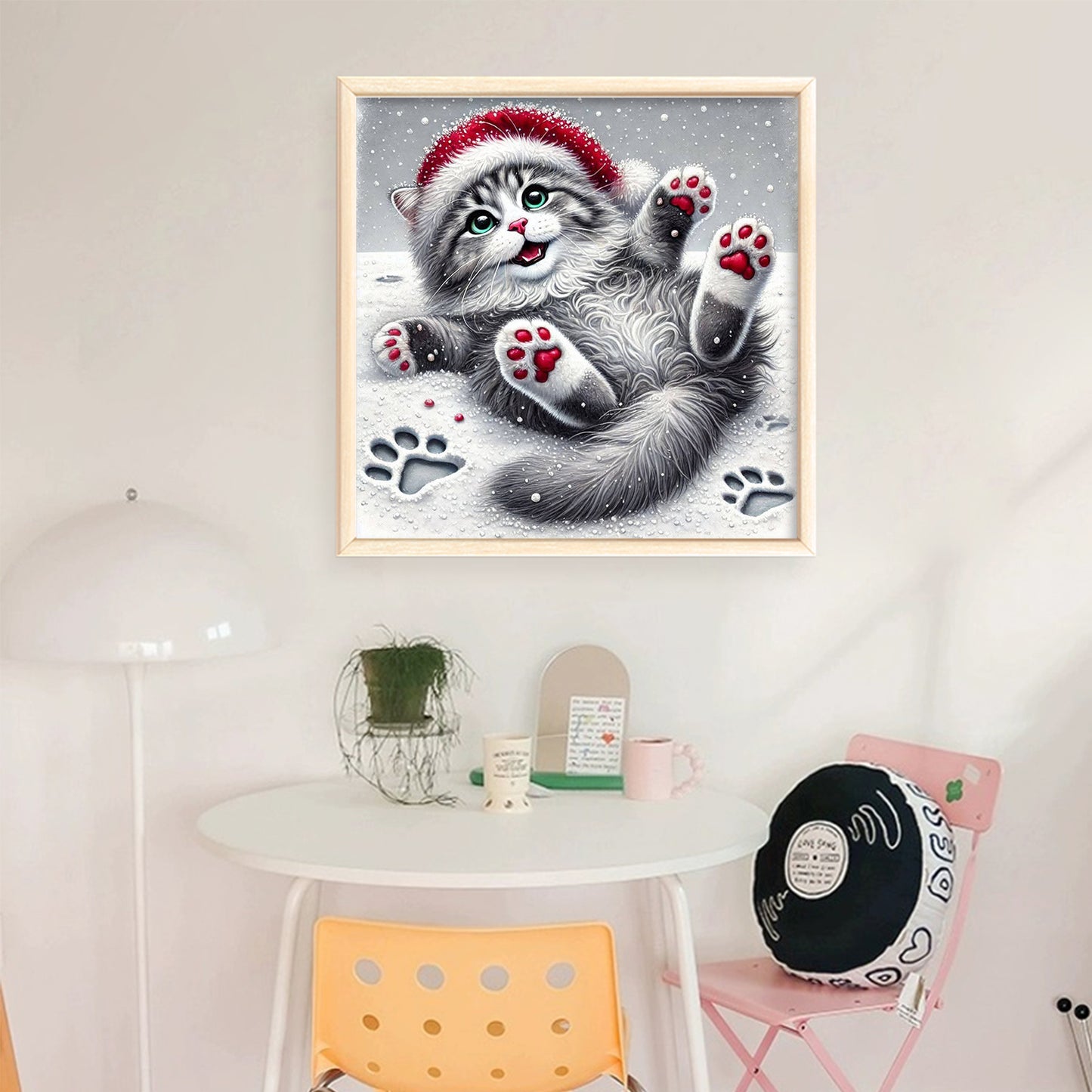 Christmas Cat - Full 11CT Stamped Cross Stitch 40x40CM - Huacan