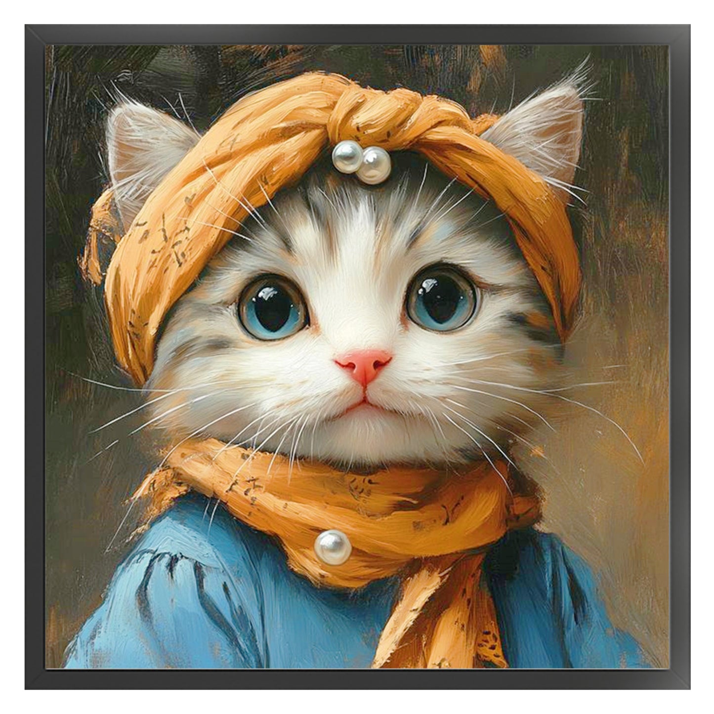 Cat With Headscarf - Full 11CT Stamped Cross Stitch 40x40CM - Huacan