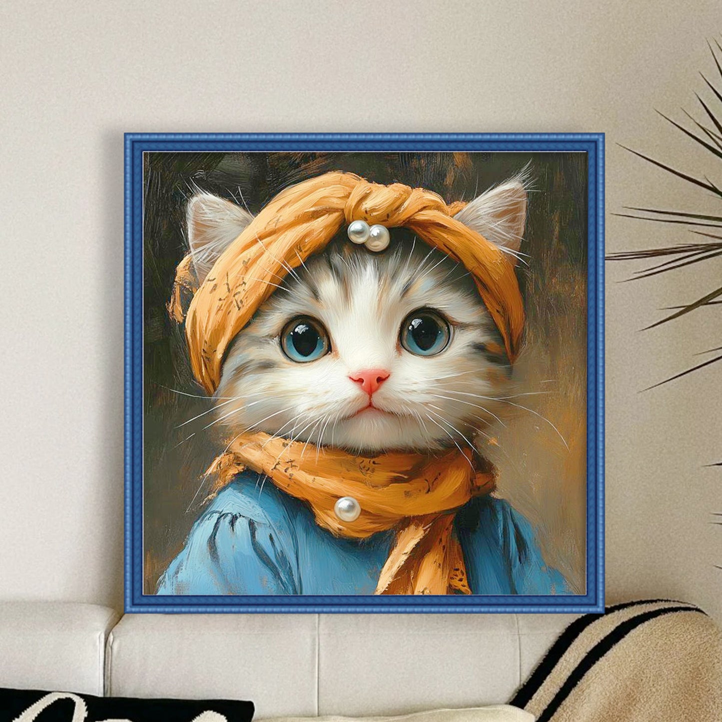 Cat With Headscarf - Full 11CT Stamped Cross Stitch 40x40CM - Huacan
