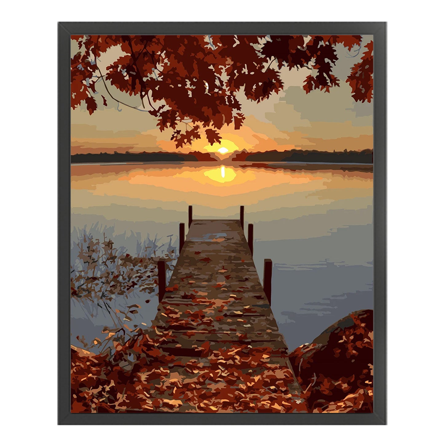 Autumn Wooden Bridge - Full 11CT Stamped Cross Stitch 40x50CM - Huacan