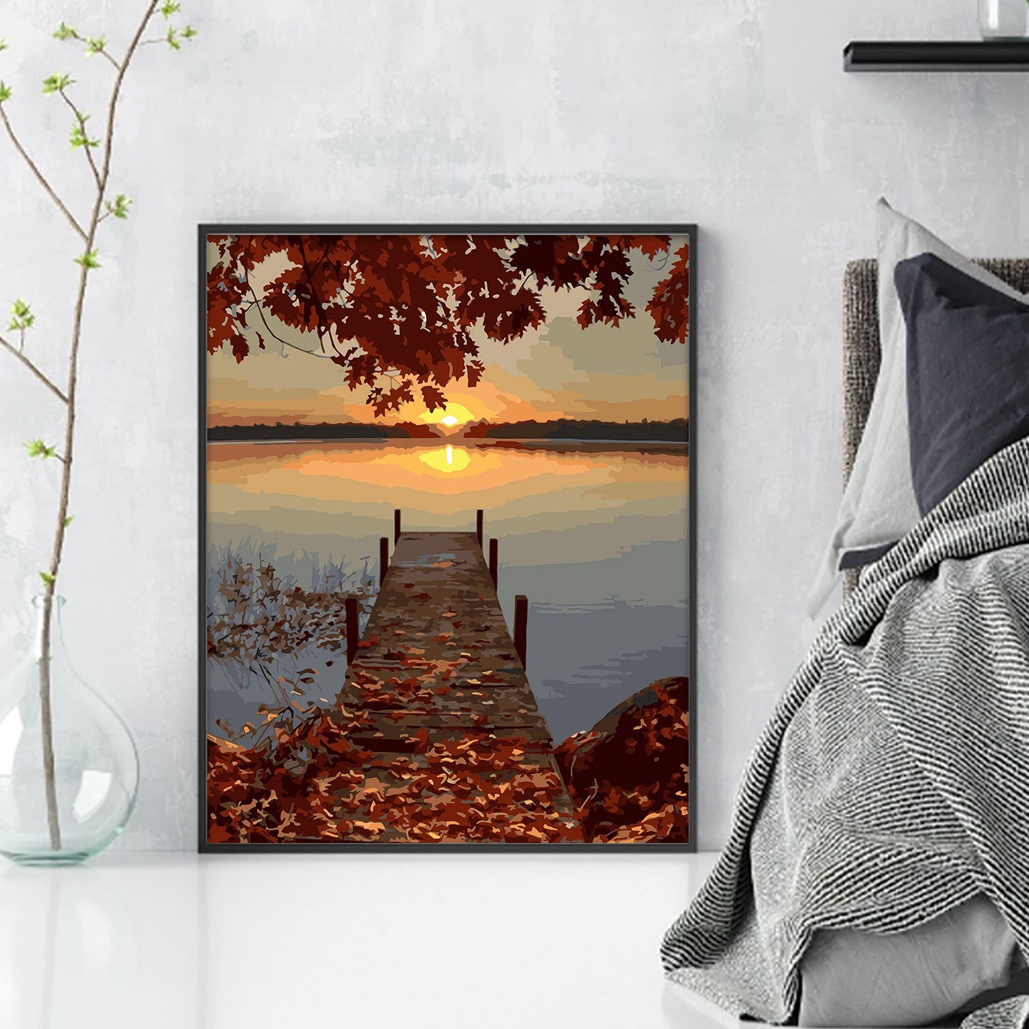 Autumn Wooden Bridge - Full 11CT Stamped Cross Stitch 40x50CM - Huacan