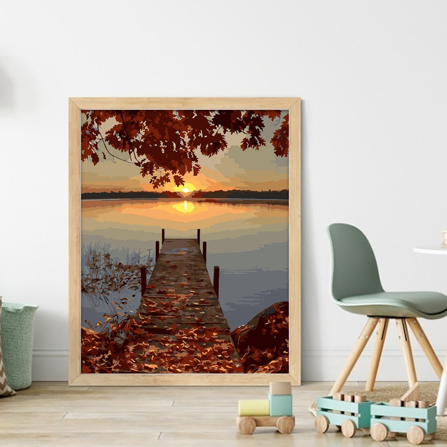 Autumn Wooden Bridge - Full 11CT Stamped Cross Stitch 40x50CM - Huacan