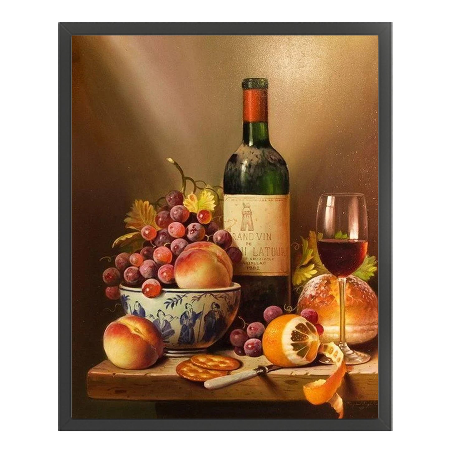 Red Wine And Grapes - Full 11CT Stamped Cross Stitch 40x50CM - Huacan
