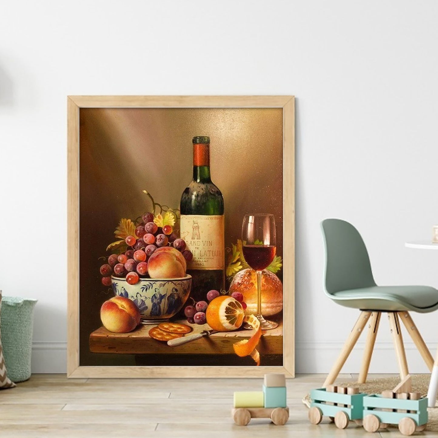 Red Wine And Grapes - Full 11CT Stamped Cross Stitch 40x50CM - Huacan