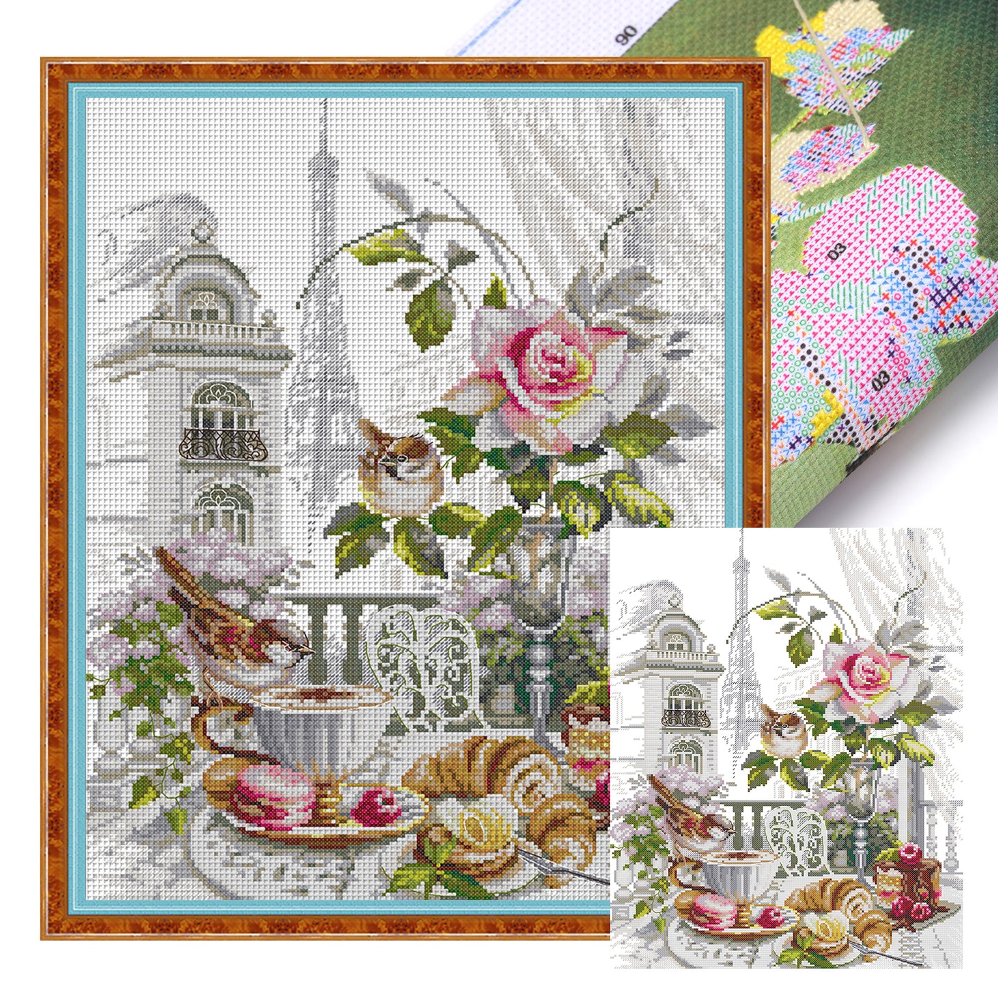 Morning In Paris - Full 14CT Stamped Cross Stitch 37x48CM - Joy Sunday Backstitch+Half Cross Stitch