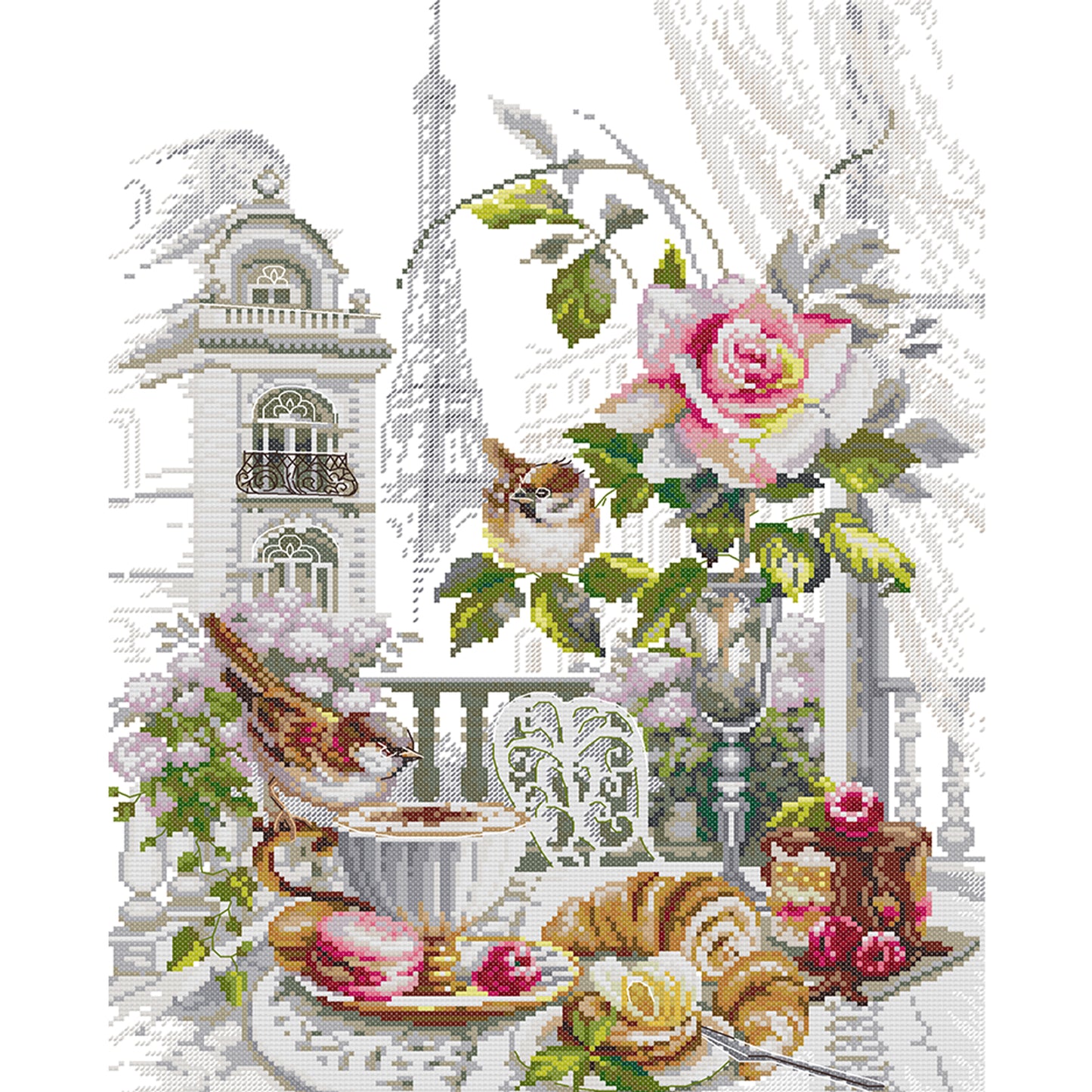 Morning In Paris - Full 14CT Stamped Cross Stitch 37x48CM - Joy Sunday Backstitch+Half Cross Stitch