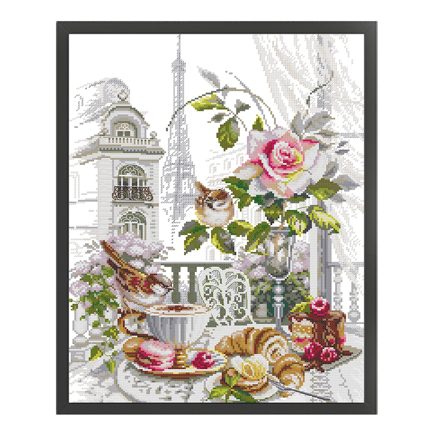 Morning In Paris - Full 14CT Stamped Cross Stitch 37x48CM - Joy Sunday Backstitch+Half Cross Stitch