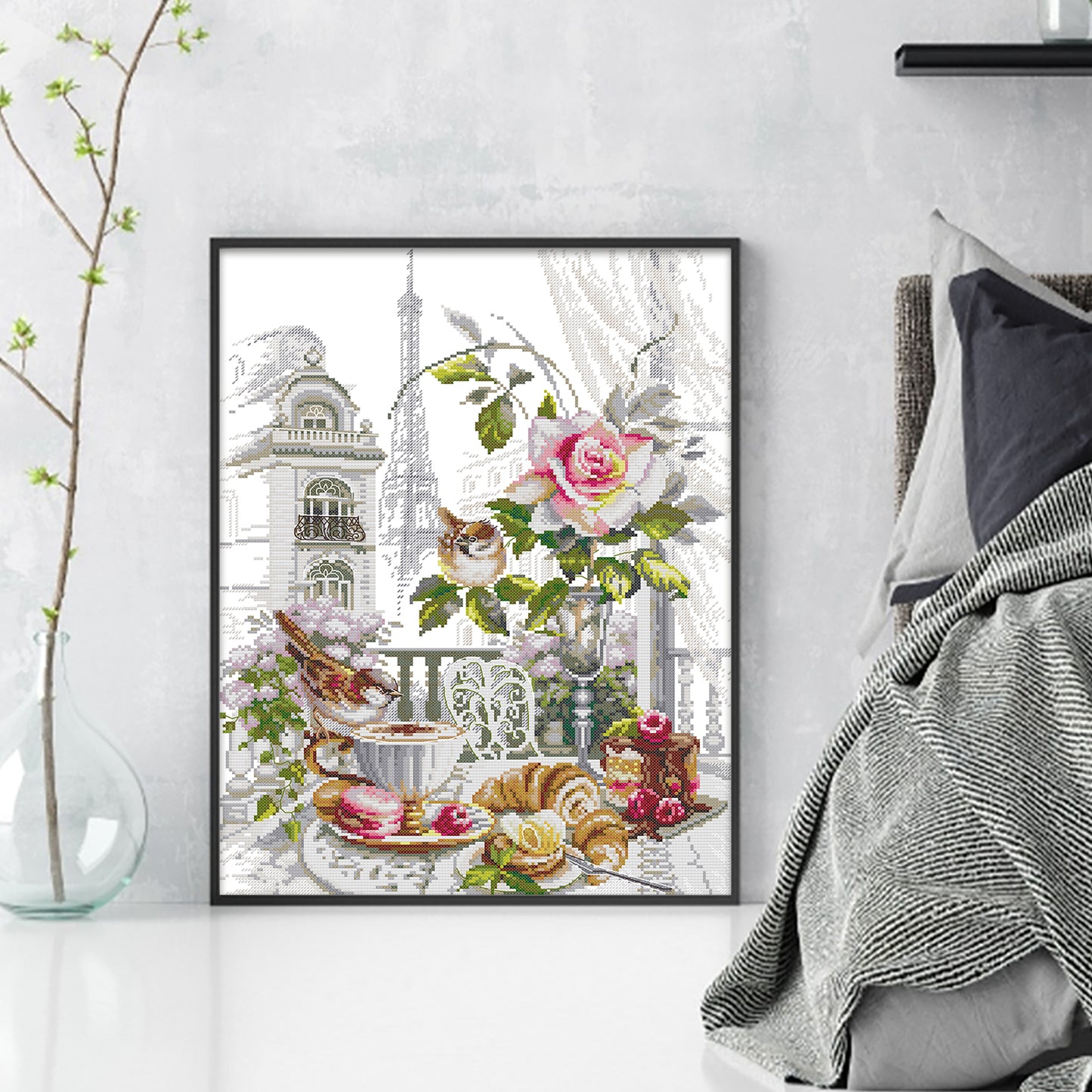 Morning In Paris - Full 14CT Stamped Cross Stitch 37x48CM - Joy Sunday Backstitch+Half Cross Stitch