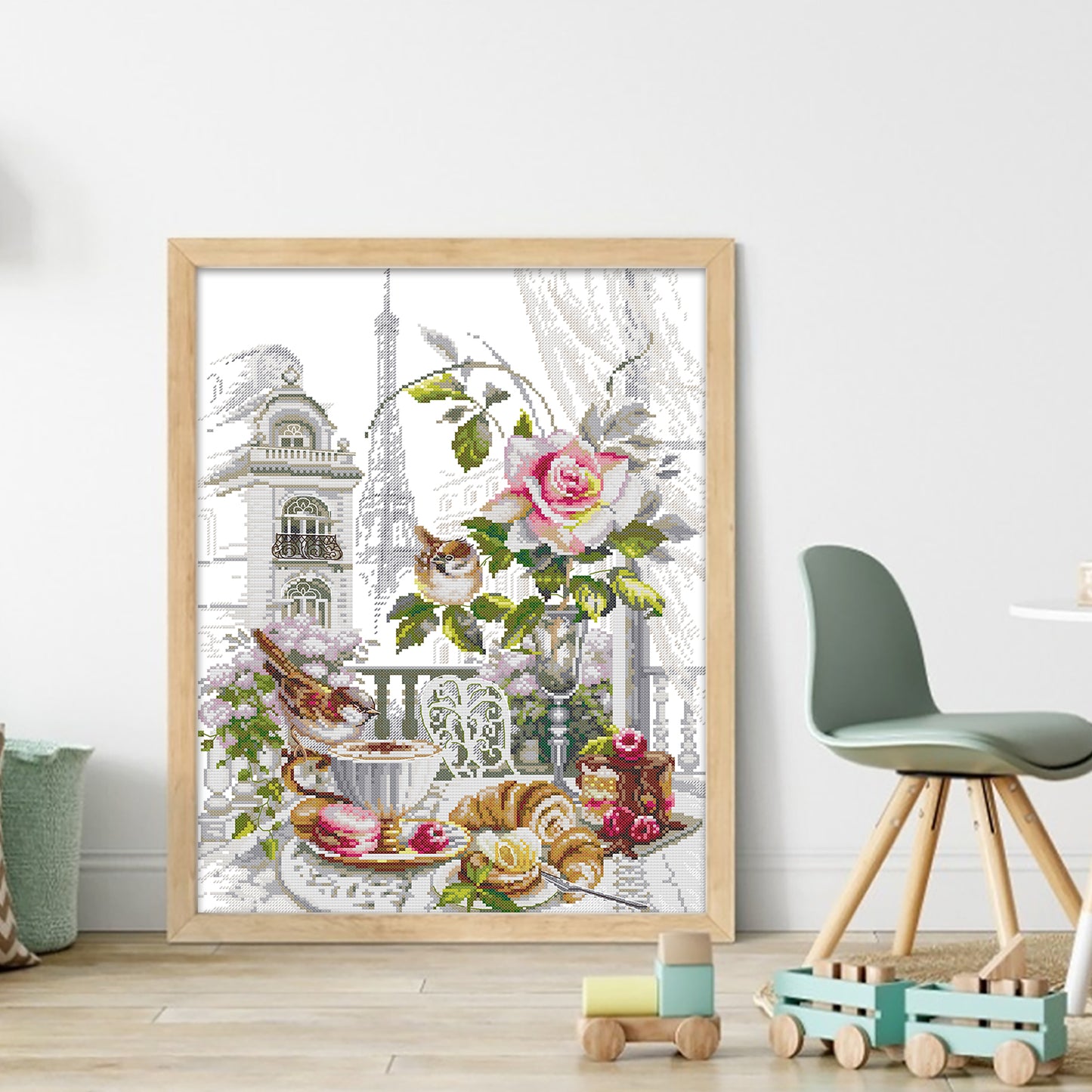 Morning In Paris - Full 14CT Stamped Cross Stitch 37x48CM - Joy Sunday Backstitch+Half Cross Stitch