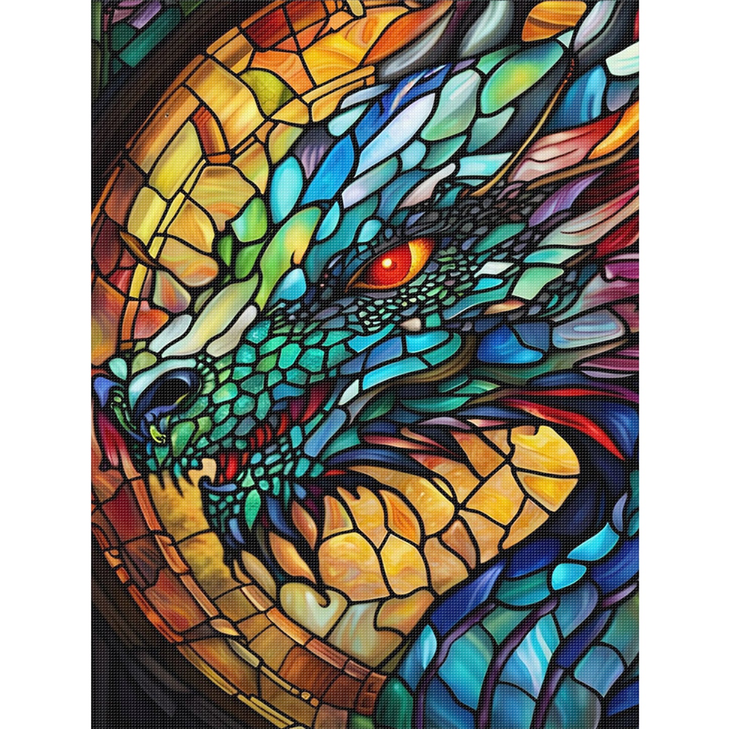 Stained Glass Dragon - Full 11CT Stamped Cross Stitch 40x55CM - Huacan