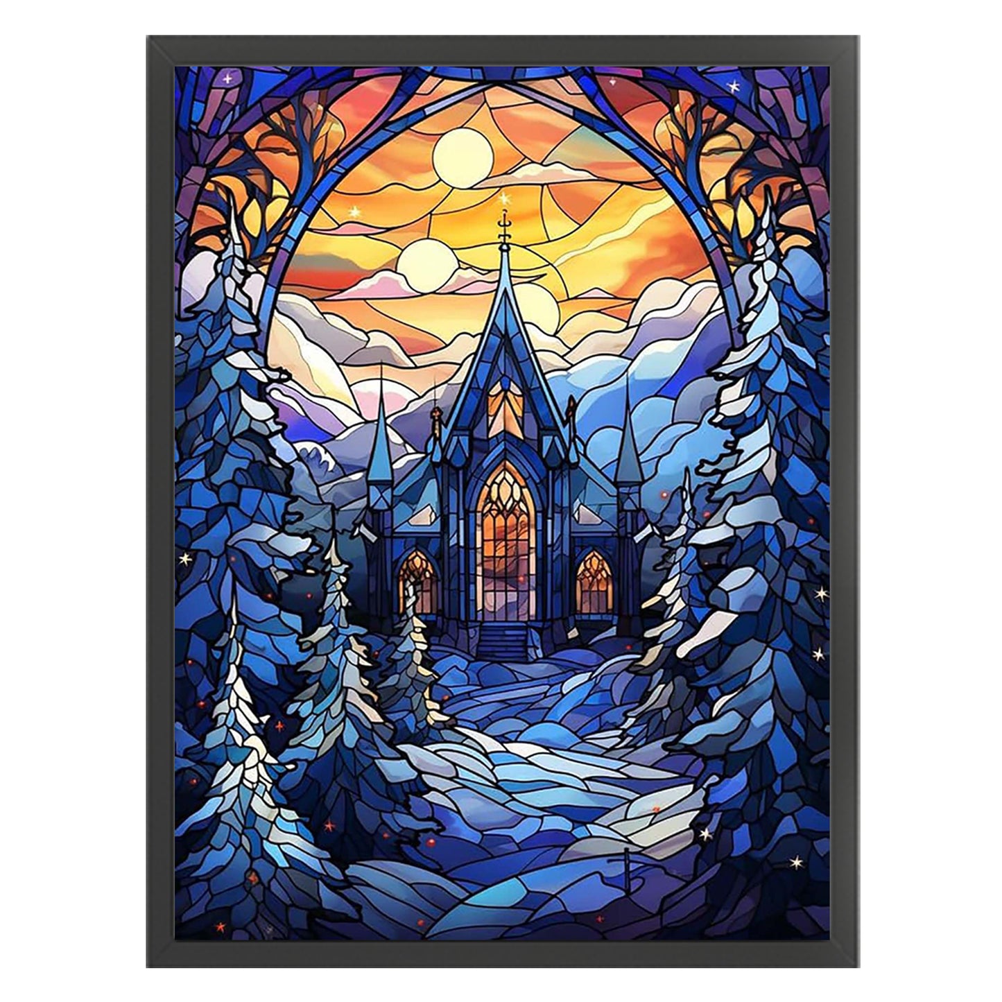 Stained Glass Castle - Full 11CT Stamped Cross Stitch 40x55CM - Huacan