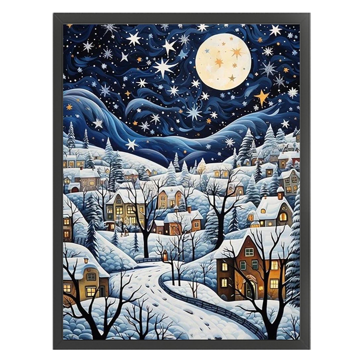 Snow Scene - Full 11CT Stamped Cross Stitch 40x55CM - Huacan