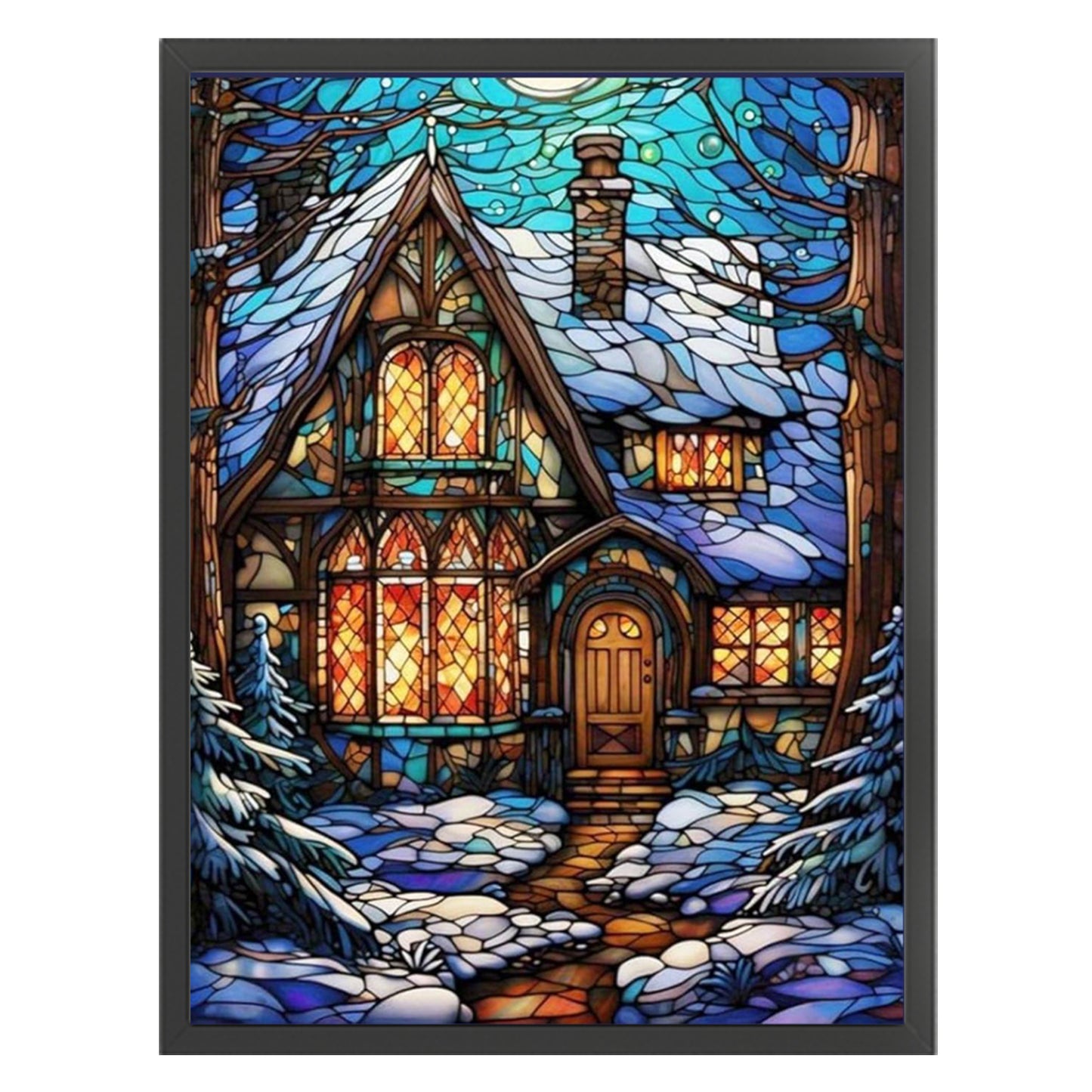Stained Glass Hut - Full 11CT Stamped Cross Stitch 40x55CM - Huacan