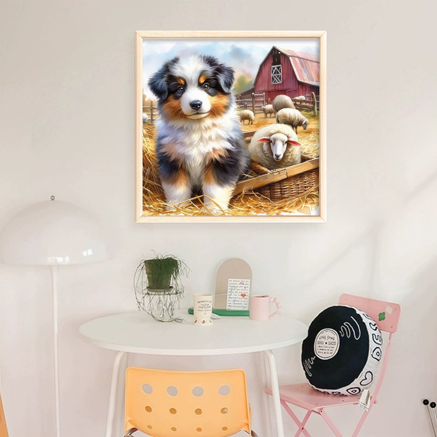 Shepherd Dog And Lamb - Full 11CT Stamped Cross Stitch 40x40CM - Huacan