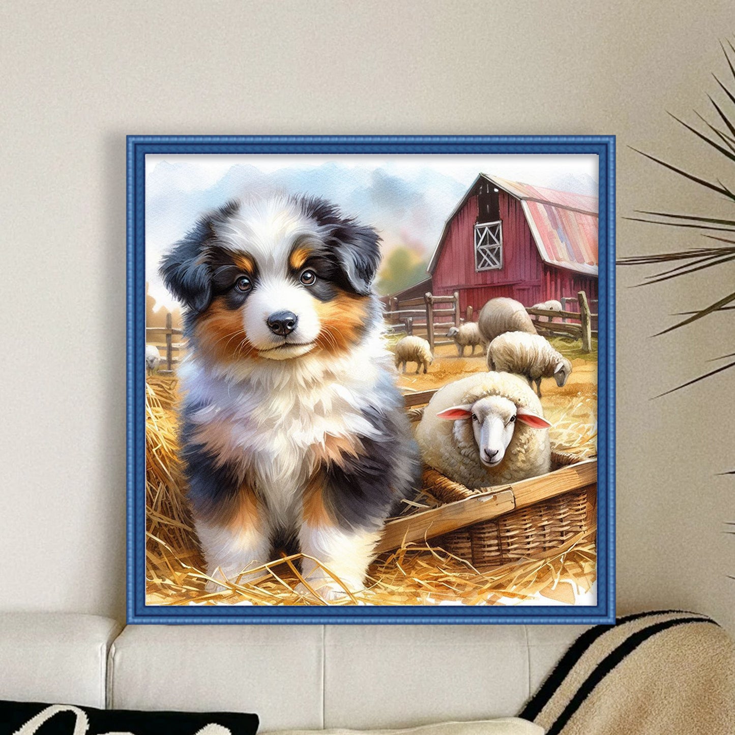 Shepherd Dog And Lamb - Full 11CT Stamped Cross Stitch 40x40CM - Huacan