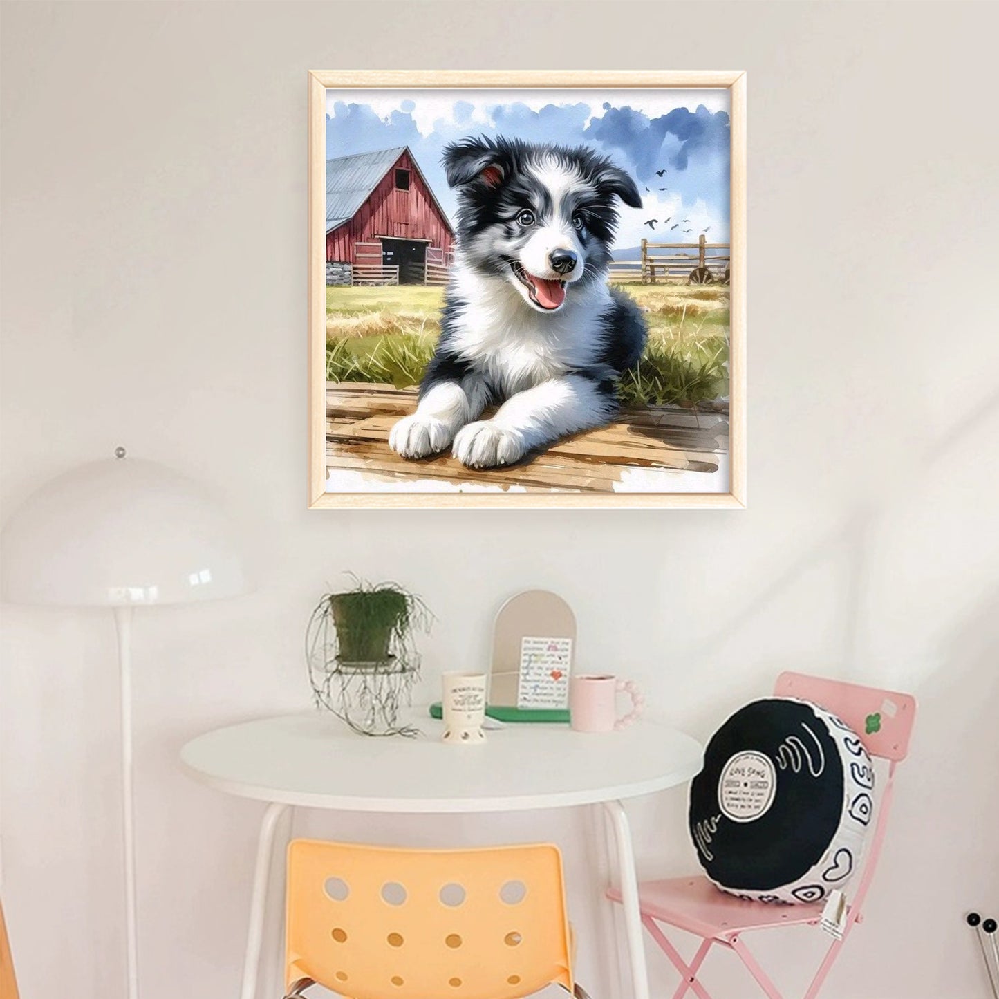 Shepherd Puppy-Dog And Farm - Full 11CT Stamped Cross Stitch 40x40CM - Huacan
