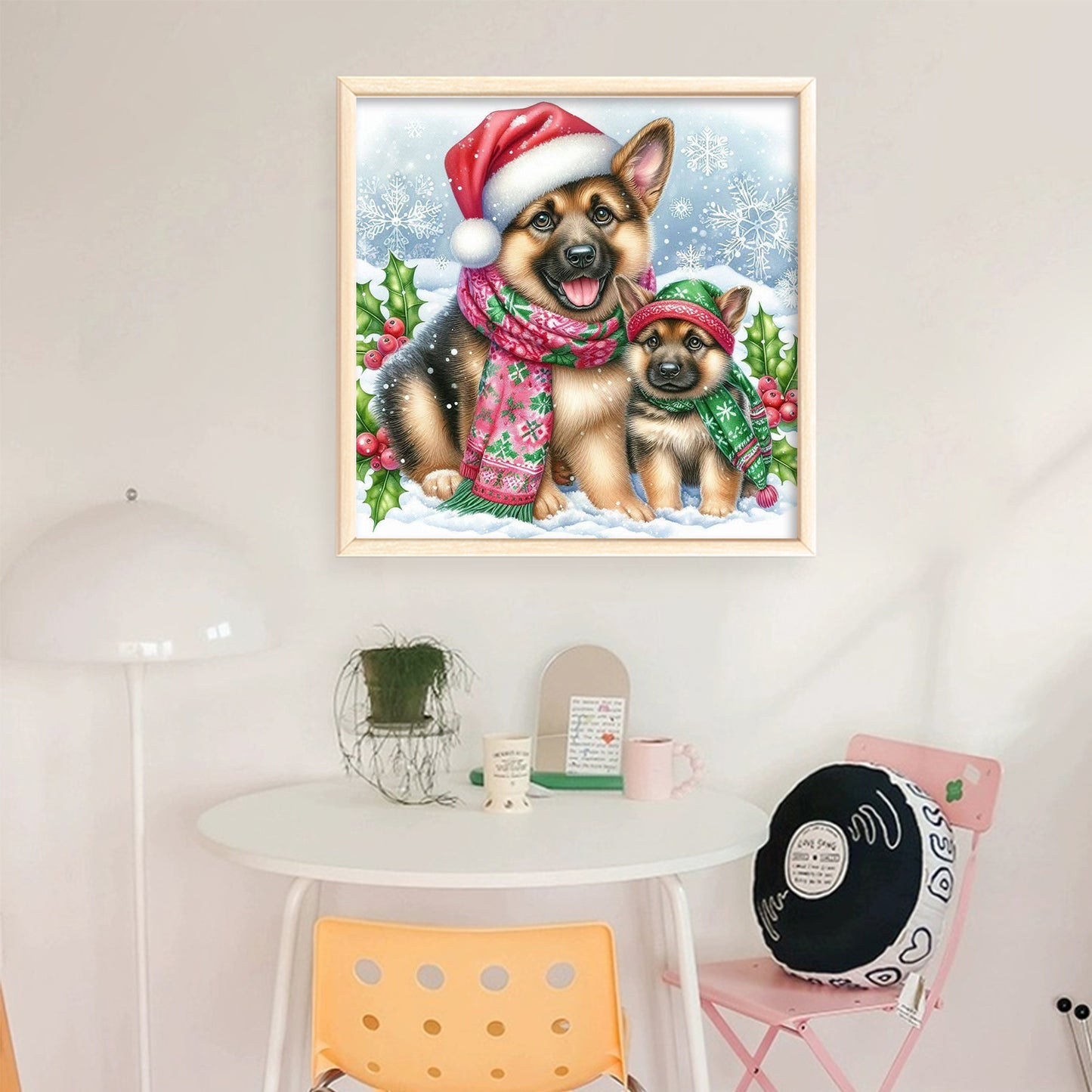Christmas German Shepherd-Dog - Full 11CT Stamped Cross Stitch 45x45CM - Huacan