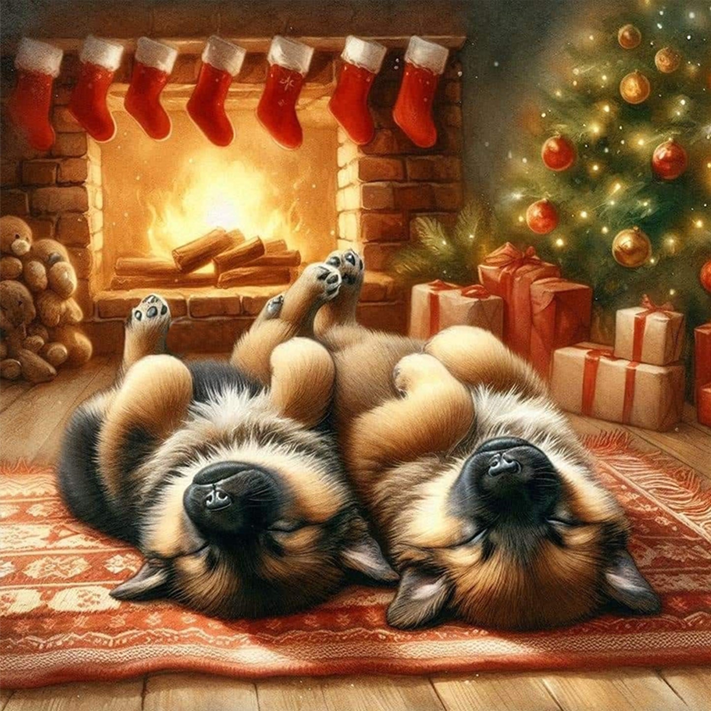 Sleeping German Shepherd-Dog - Full 11CT Stamped Cross Stitch 45x45CM - Huacan
