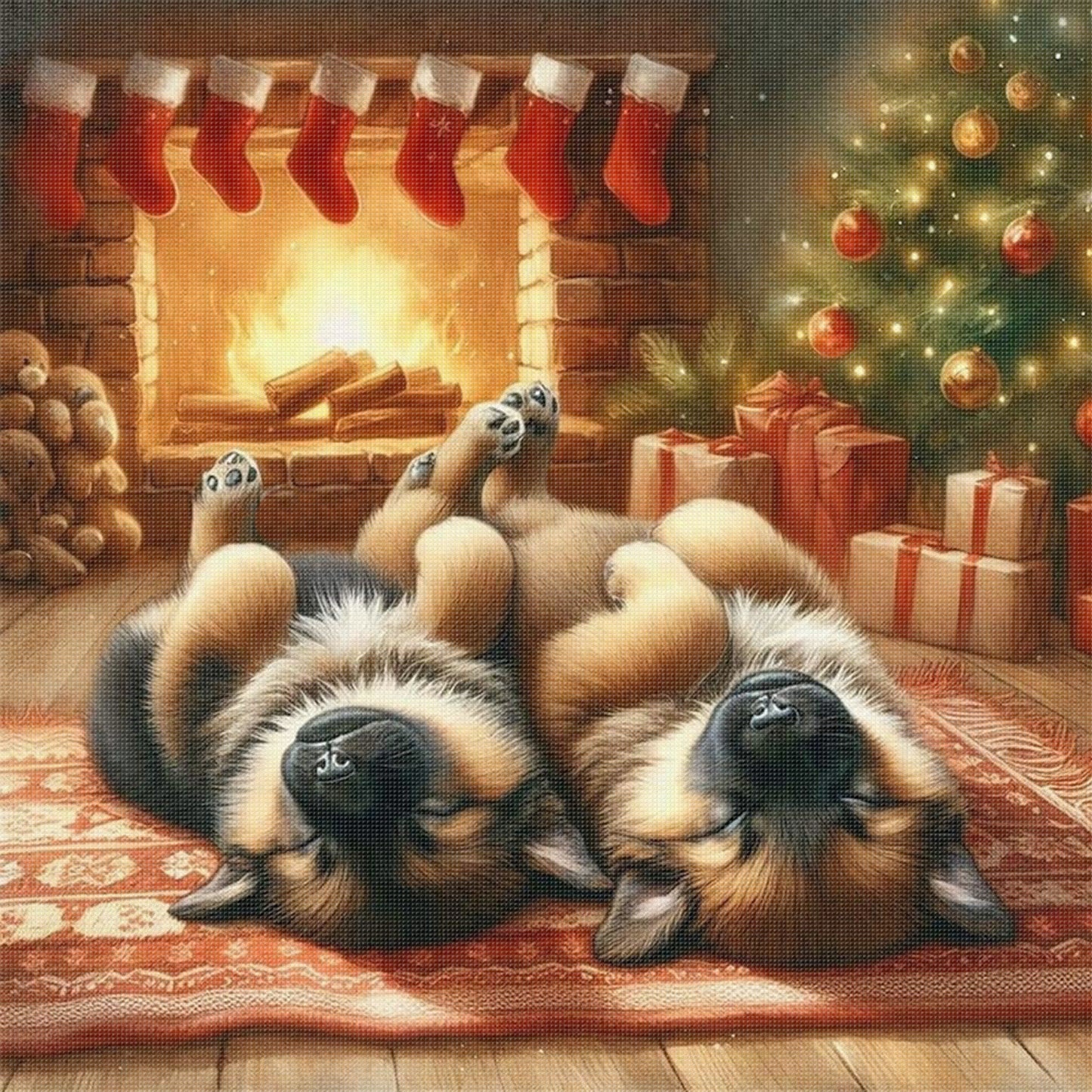 Sleeping German Shepherd-Dog - Full 11CT Stamped Cross Stitch 45x45CM - Huacan
