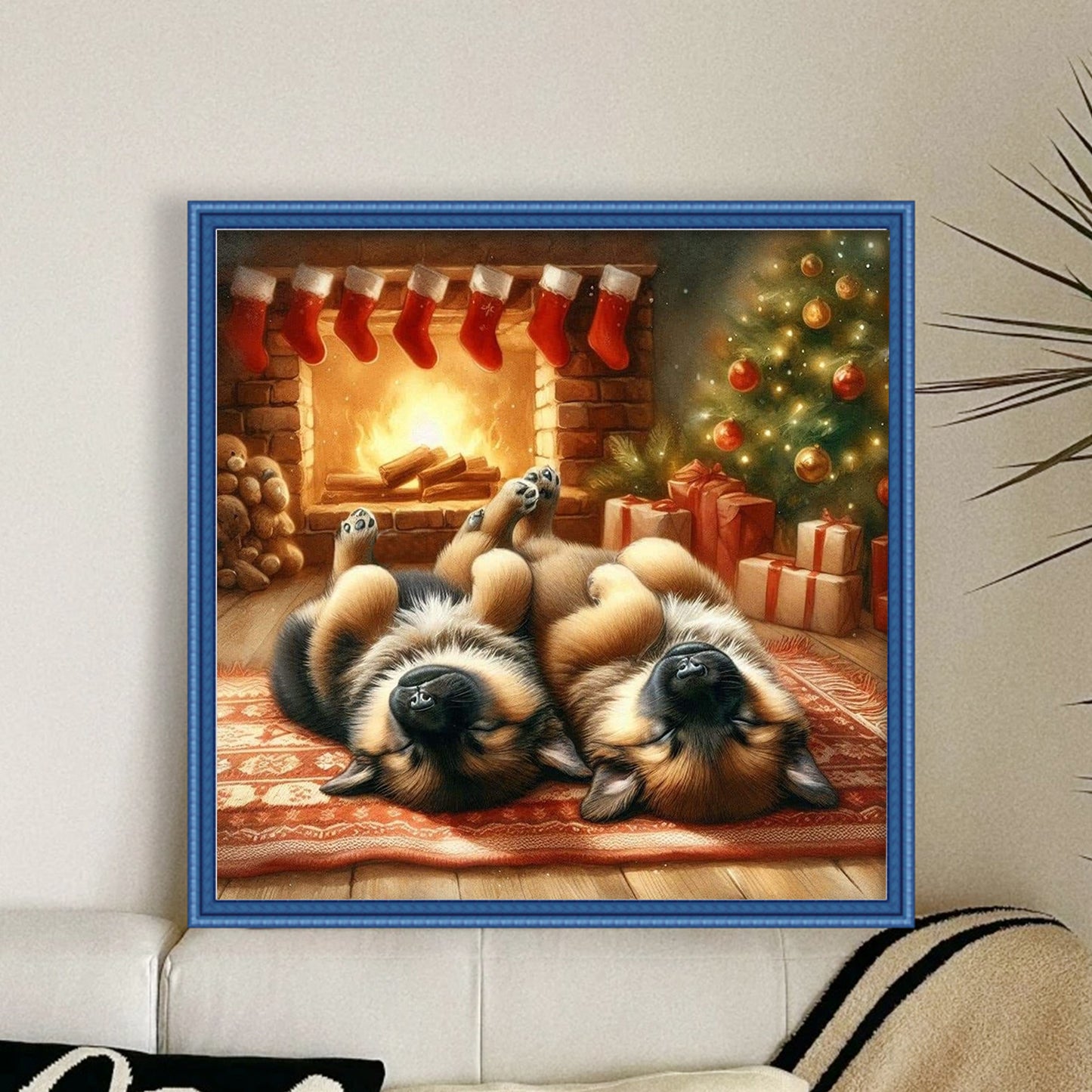Sleeping German Shepherd-Dog - Full 11CT Stamped Cross Stitch 45x45CM - Huacan