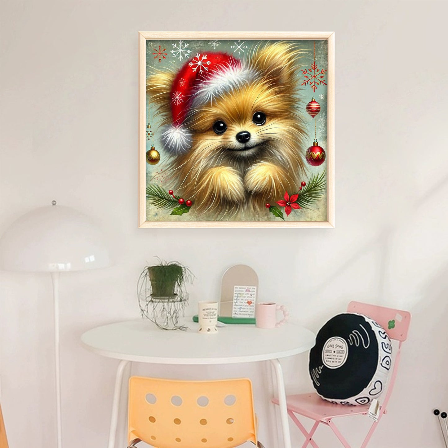 Christmas Pomeranian-Dog - Full 11CT Stamped Cross Stitch 40x40CM - Huacan