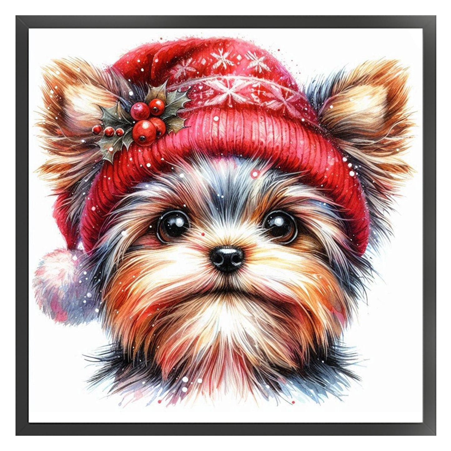 Christmas Yorkshire Terrier-Dog - Full 11CT Stamped Cross Stitch 40x40CM - Huacan