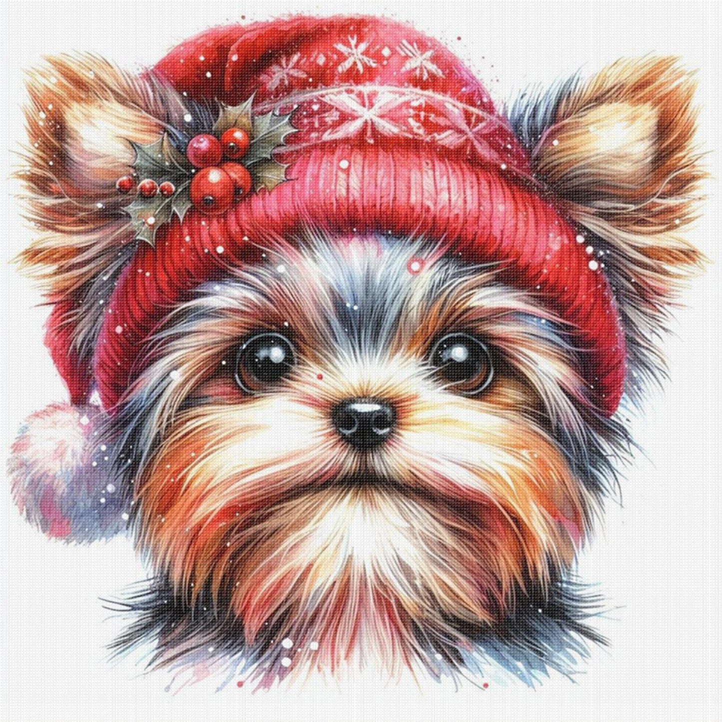 Christmas Yorkshire Terrier-Dog - Full 11CT Stamped Cross Stitch 40x40CM - Huacan