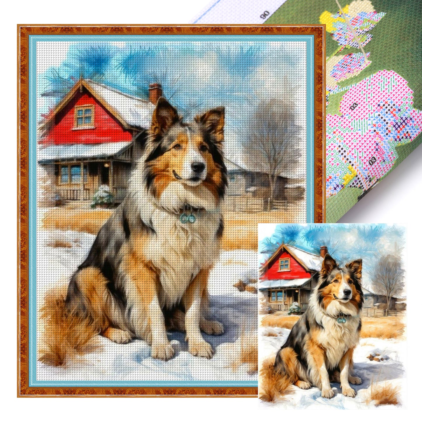 Border Collie-Dog - Full 11CT Stamped Cross Stitch 40x50CM - Huacan