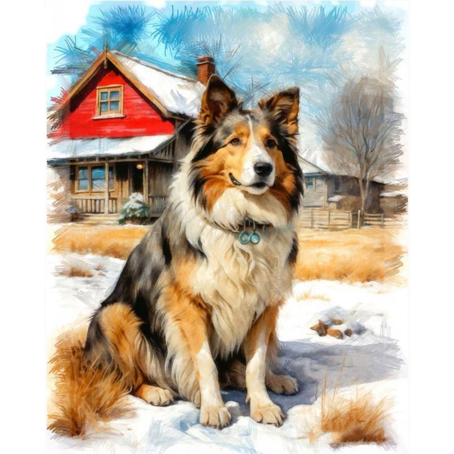 Border Collie-Dog - Full 11CT Stamped Cross Stitch 40x50CM - Huacan