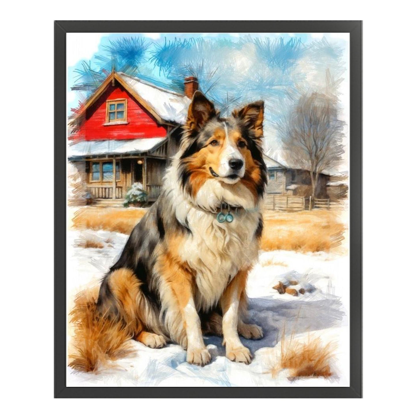 Border Collie-Dog - Full 11CT Stamped Cross Stitch 40x50CM - Huacan