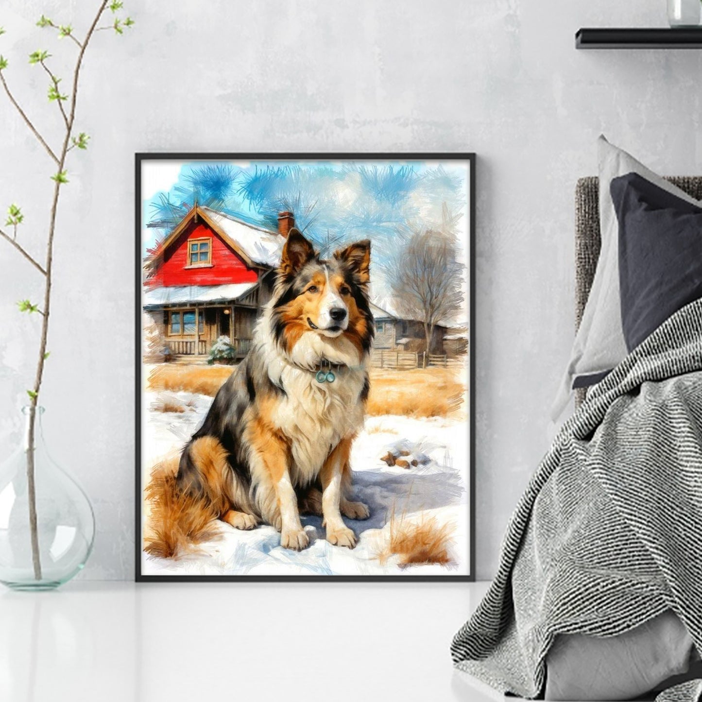 Border Collie-Dog - Full 11CT Stamped Cross Stitch 40x50CM - Huacan