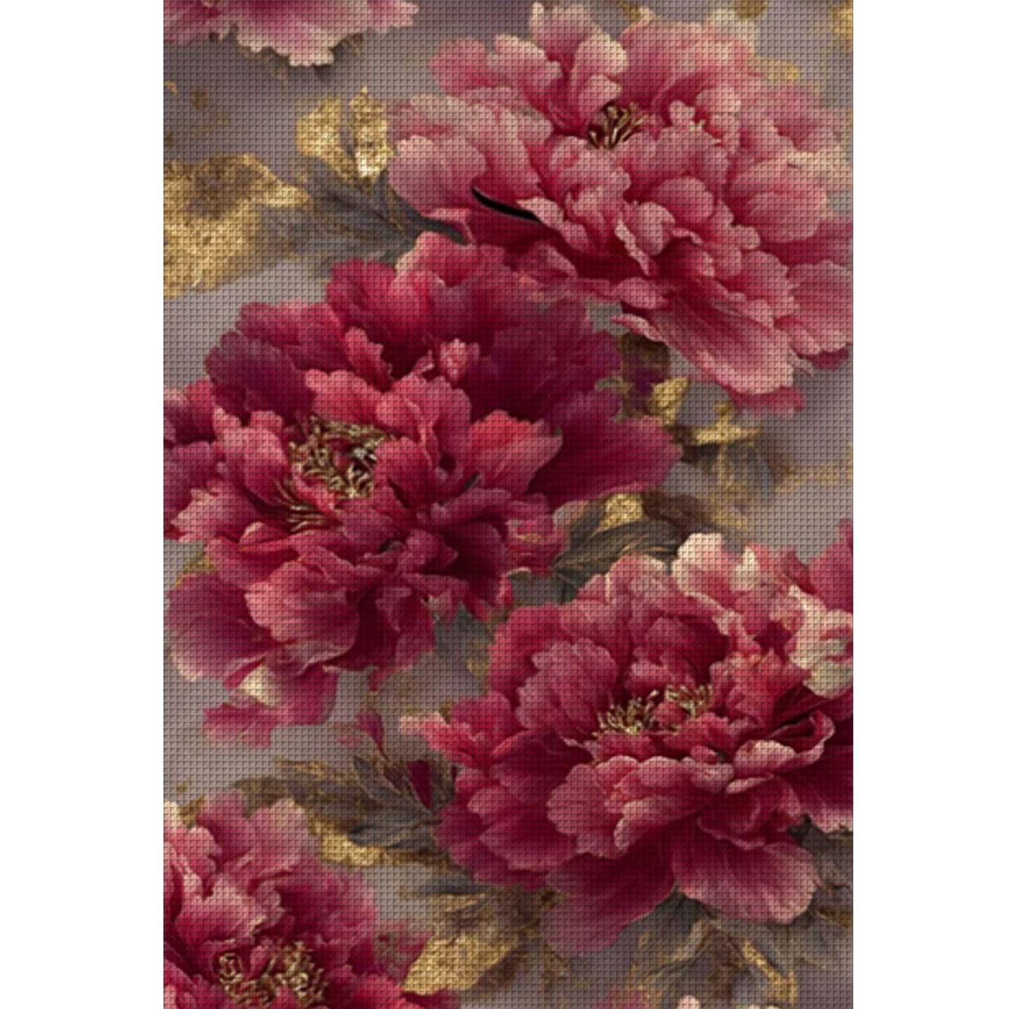 Blooming Peonies In Full Prosperity - Full 11CT Stamped Cross Stitch 70x50CM - Mona Lisa