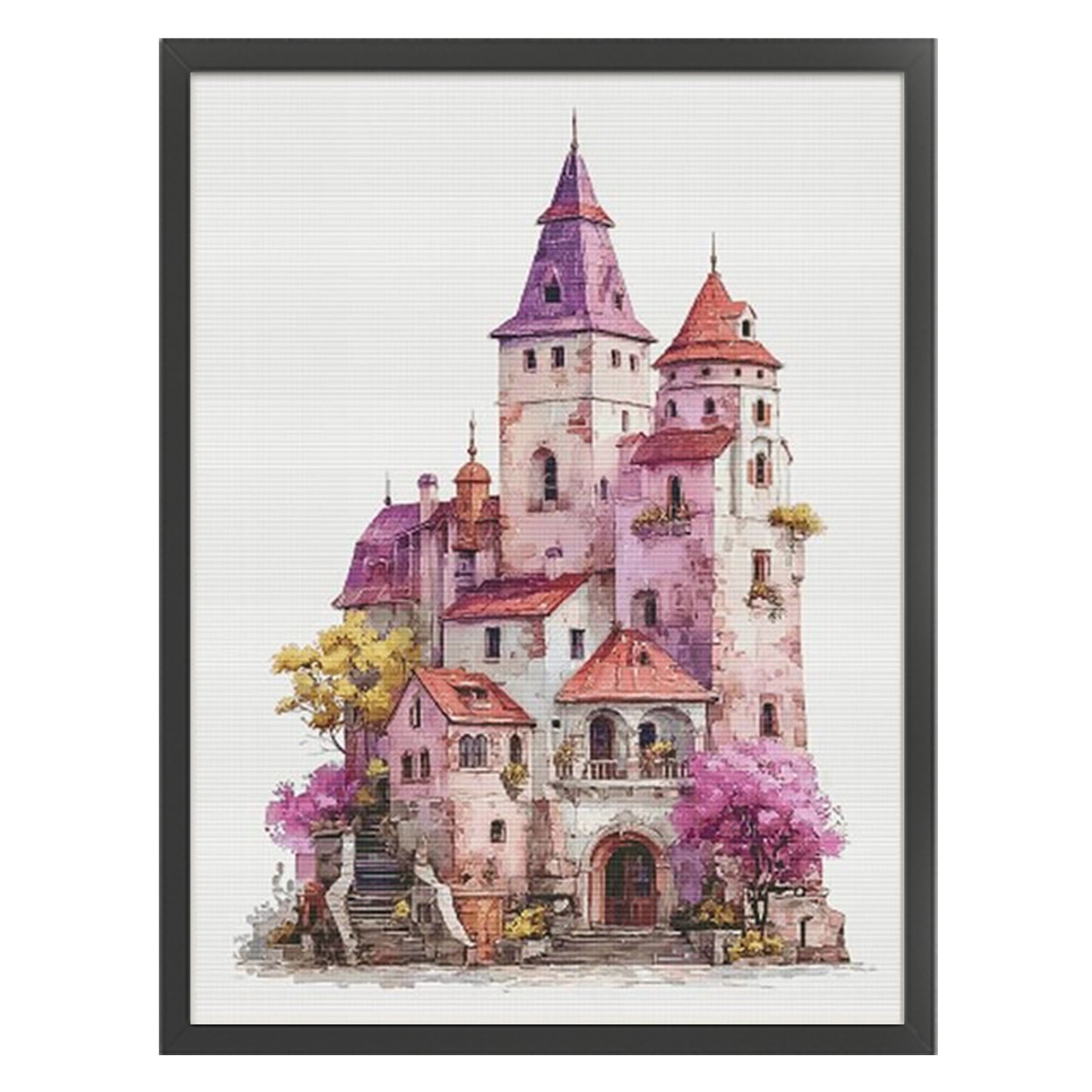 Floral Castle - Full 14CT Stamped Cross Stitch 70x90CM - Fairy Egyptian Cotton