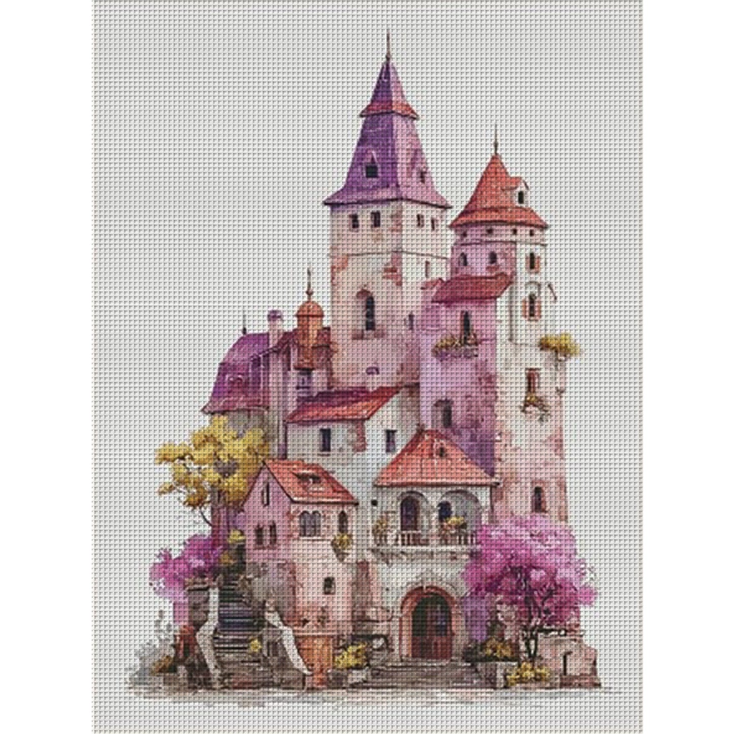 Floral Castle - Full 14CT Stamped Cross Stitch 70x90CM - Fairy Egyptian Cotton